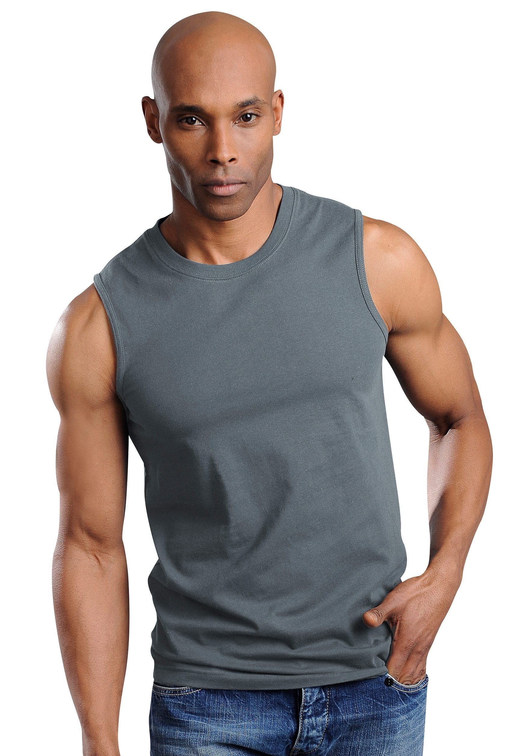 H.I.S Muscleshirt, Unterziehshirt, Unterhemd für Herren (3er-Pack) unifarben, Rundhalsausschnitt, aus Baumwolle