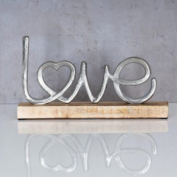 Levandeo® Deko-Schriftzug, Aufsteller Mango Schriftzug Love H17cm Metall Holz Deko Mangoholz