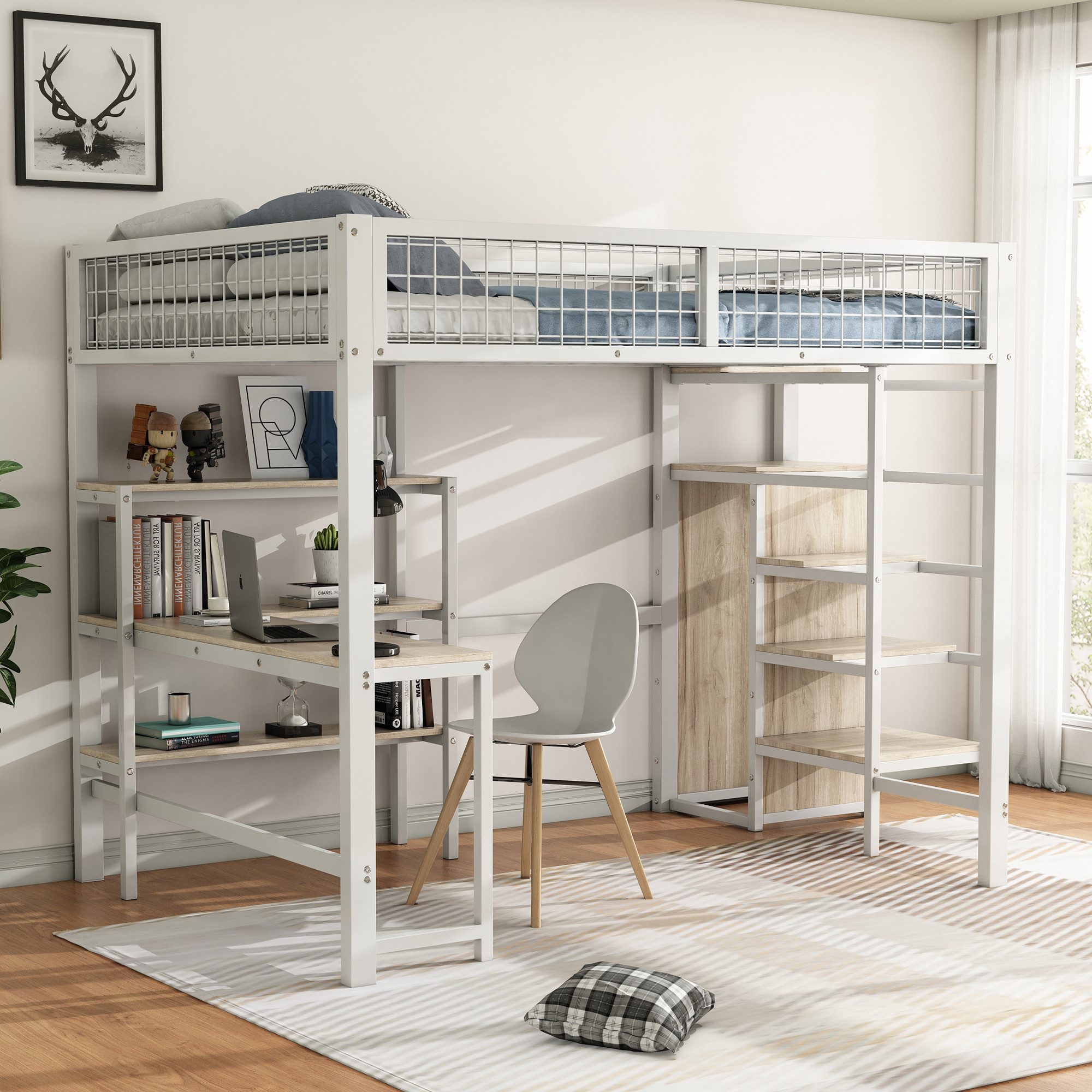 STILVORA Hochbett 140×200 mit Schreibtisch,Jugendbett mit günstig online kaufen