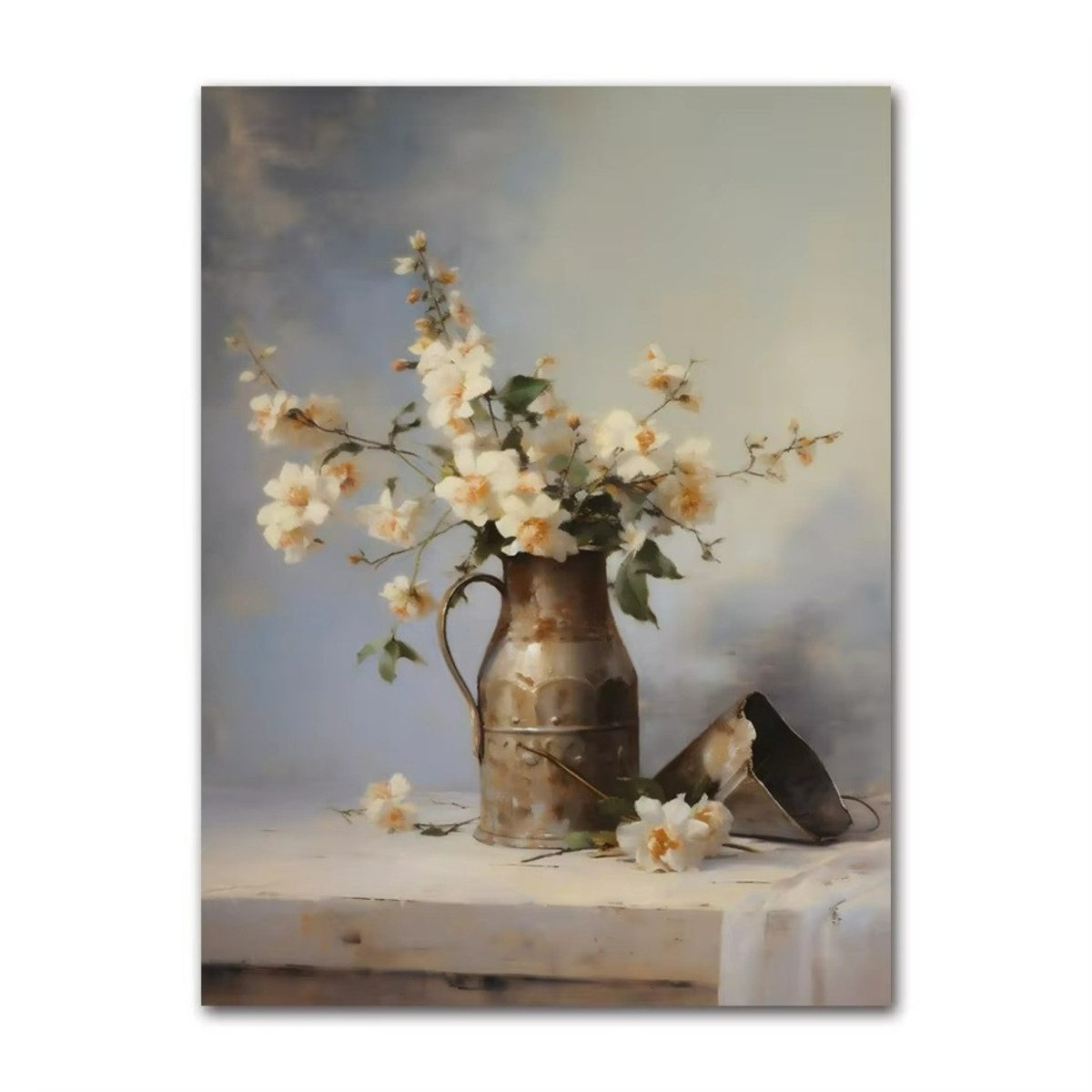 TPFLiving Kunstdruck (OHNE RAHMEN) Poster - Leinwand - Wandbild, Neutrale Blumen- und Fruchtmotive, Vintage-Wein-Leinwand (Leinwandbild XXL), Farben: Weiß, Rot, Gelb, Blau, Schwarz, Grau -Größe: 30x40cm