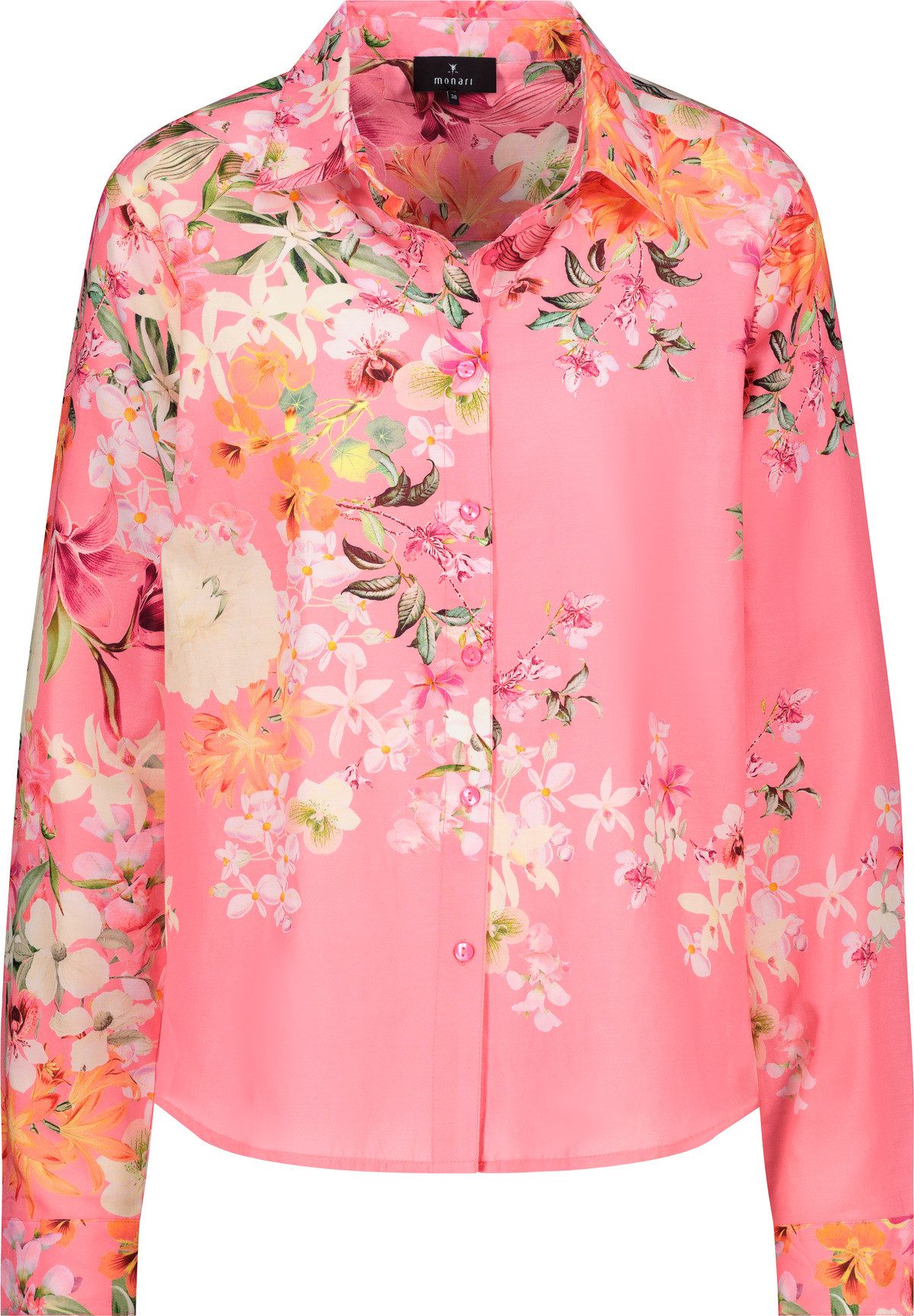 Hemdbluse Bluse coral pink gemustert