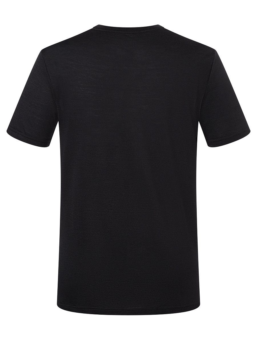 SUPER.NATURAL Print-Shirt Merino-Materialmix GRAVEL lässiger Jet Merino TEE Black/Fresh T-Shirt White M