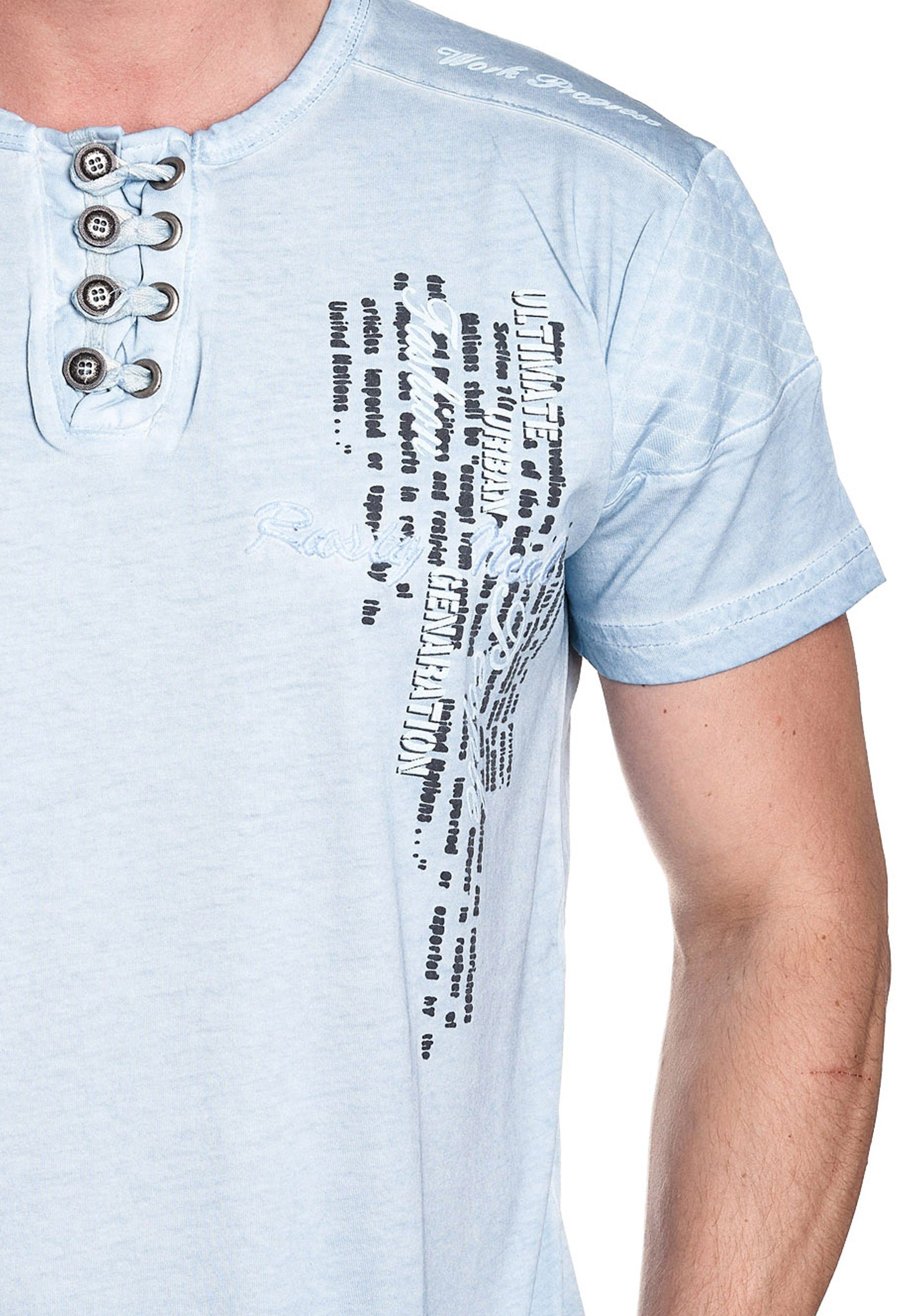 Rusty T-Shirt mit Knopfleiste schicker Neal hellblau