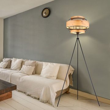 Globo Stehlampe, Leuchtmittel nicht inklusive, Stehleuchte Deckenfluter Holz Wohnzimmerleuchte Beistelllampe