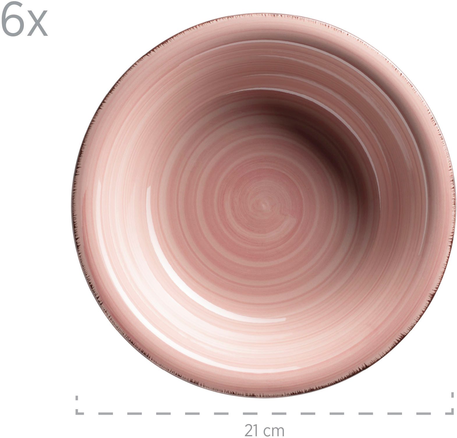 OTTO home Tafelservice Teller Set, Geschirr-Set Bell Tempo (12-tlg), 6 Personen, Keramik, rustikale Holzoptik mit Spiraldekor, 12 Teile, für 6 Personen