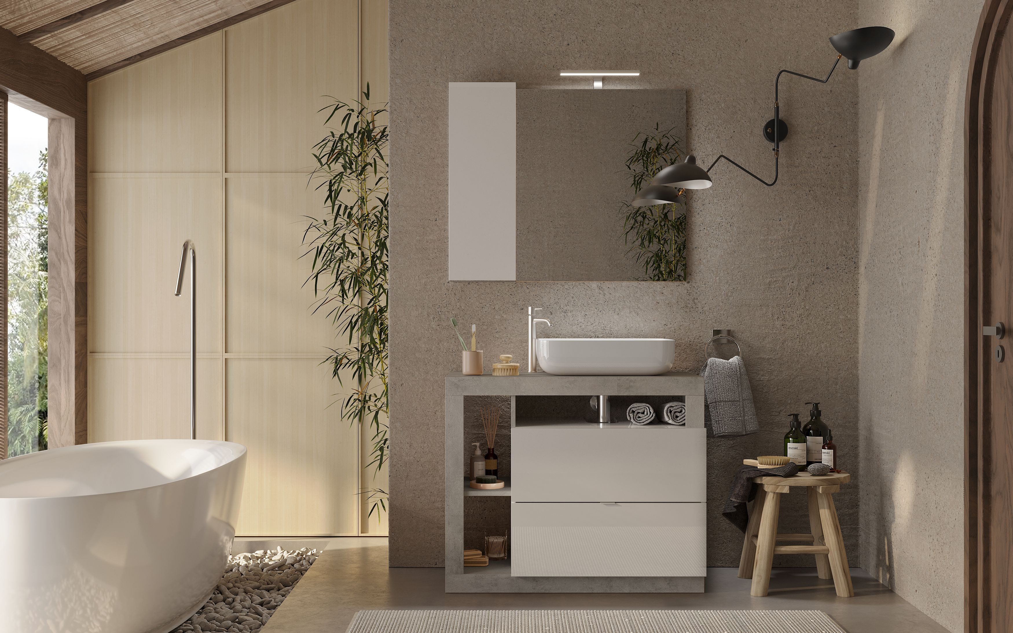 welltime Badmöbel-Set Hamburg, Badezimmerset 2tlg. Breite 92 cm, Badmöbel, günstig online kaufen