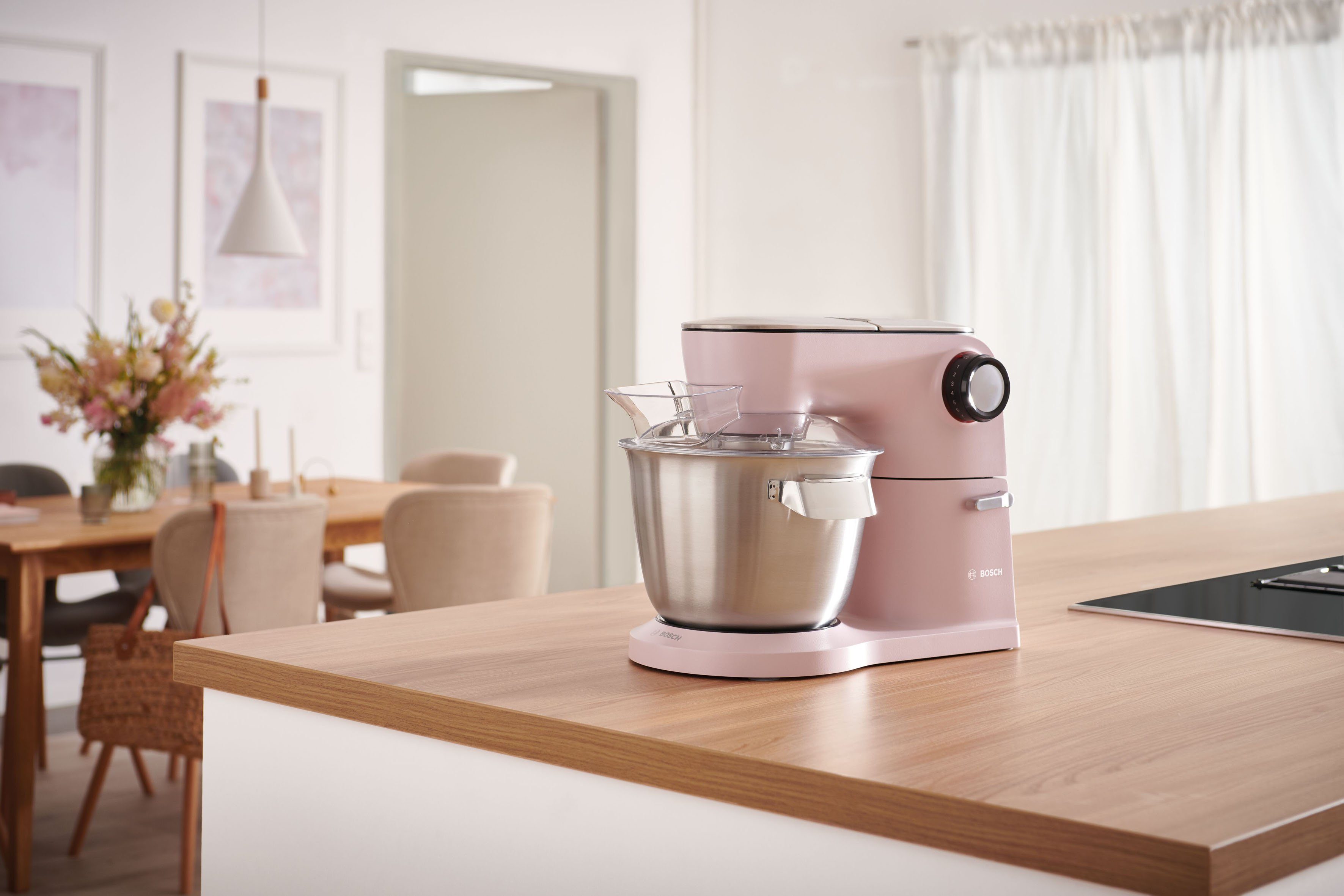 BOSCH Küchenmaschine MUM9A66N00 OptiMUM, 1600 pastelrosé l W, 5,5 Profi-Patisserie-Set, Planetenrührwerk, Schüssel