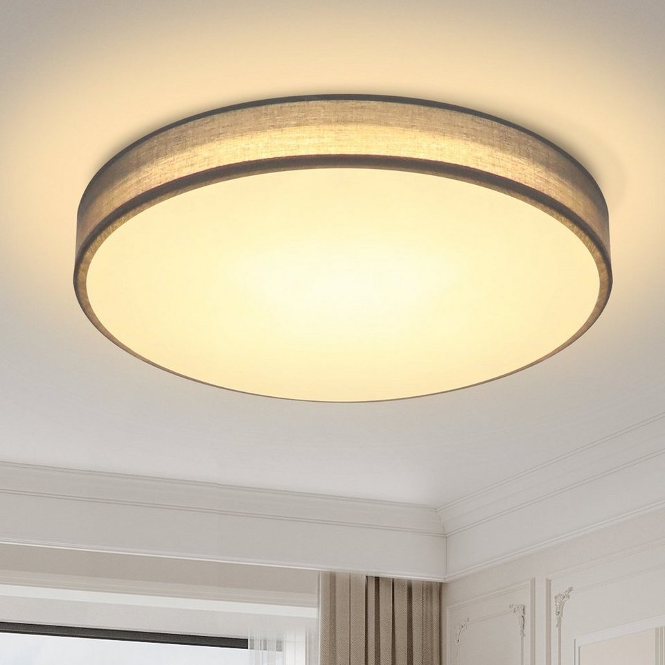 Nettlife Deckenleuchte Deckenlampe Rund Schirm Stoff Grau Modern 30CM 12W,  flimmerfreien, LED fest integriert, für Wohnzimmer Schlafzimmer