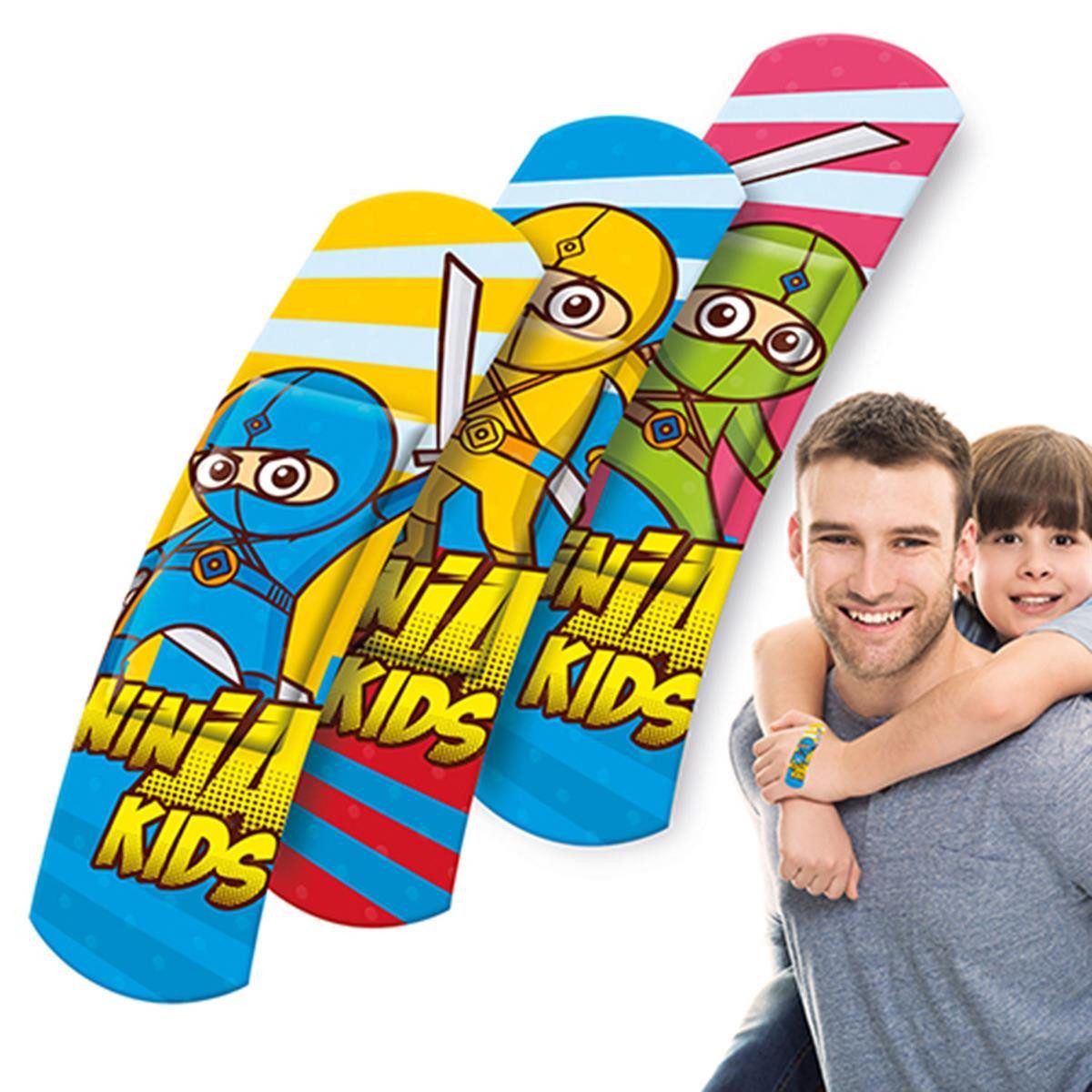 LifeMed Wundpflaster Ninjas Pflaster-Strips Kinder Wundversorgung 10 Stück bunt (Set, 10 St., Kinderpflaster), pflasterverband Kinderpflaster Kunterbunt