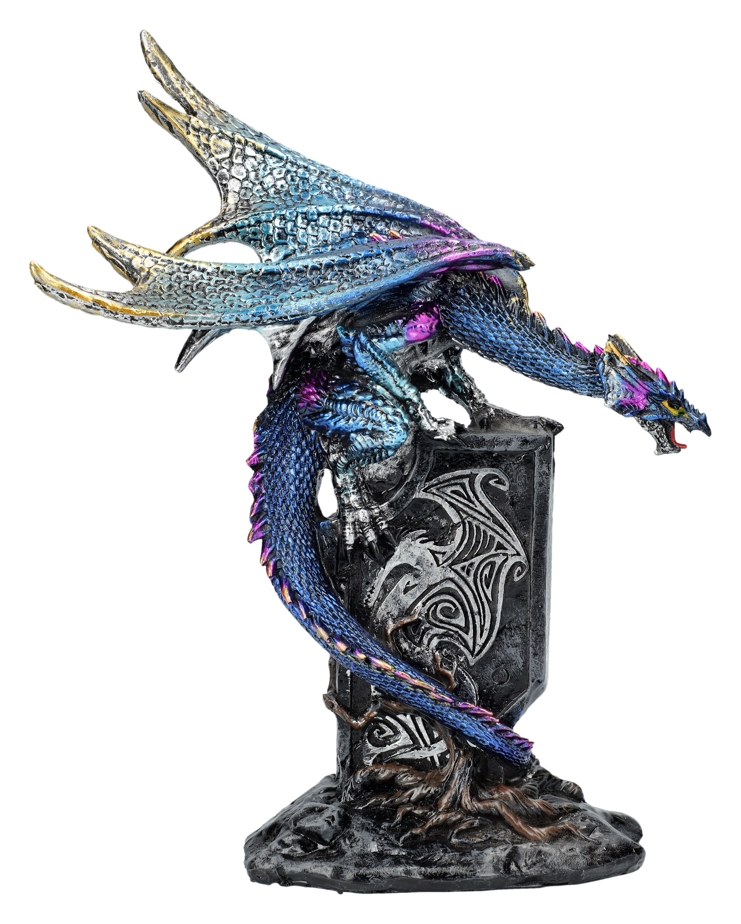 Figuren Shop GmbH Fantasy-Figur Drachen Figur mit Wappen - Draconic Sigil - magische Fantasy Dekofigur