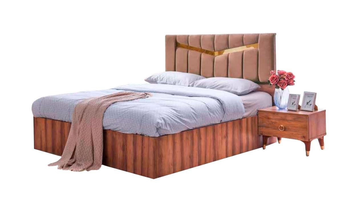JVmoebel Bett Braun Bett Modern Rechteckig Design Schlafzimmer Doppelbett Holz (1-tlg., Nur Bett), Made in Europa