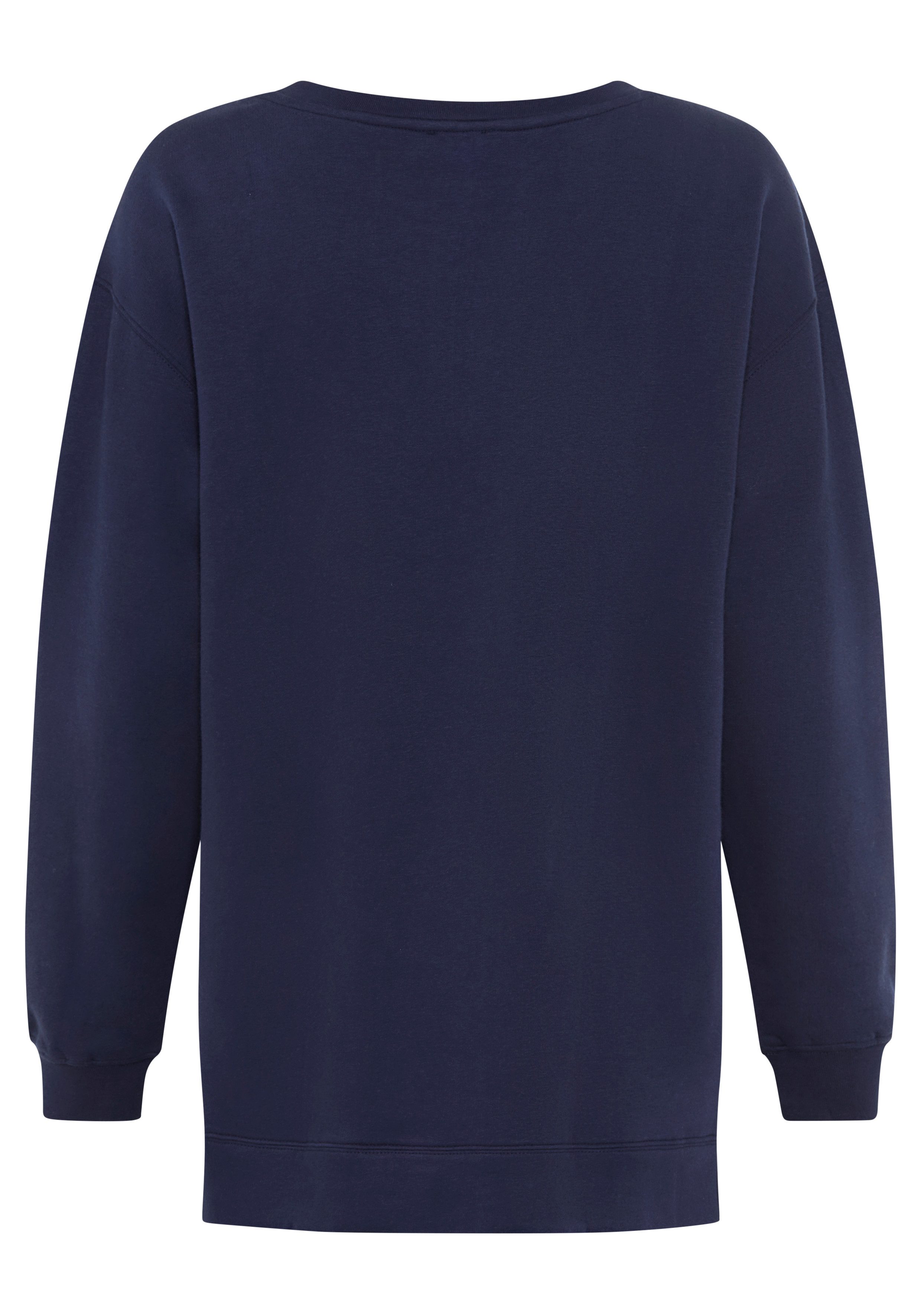 Laura Scott Longsweatshirt Weiche Baumwollmischung mit Seitenschlitzen und Schriftprint