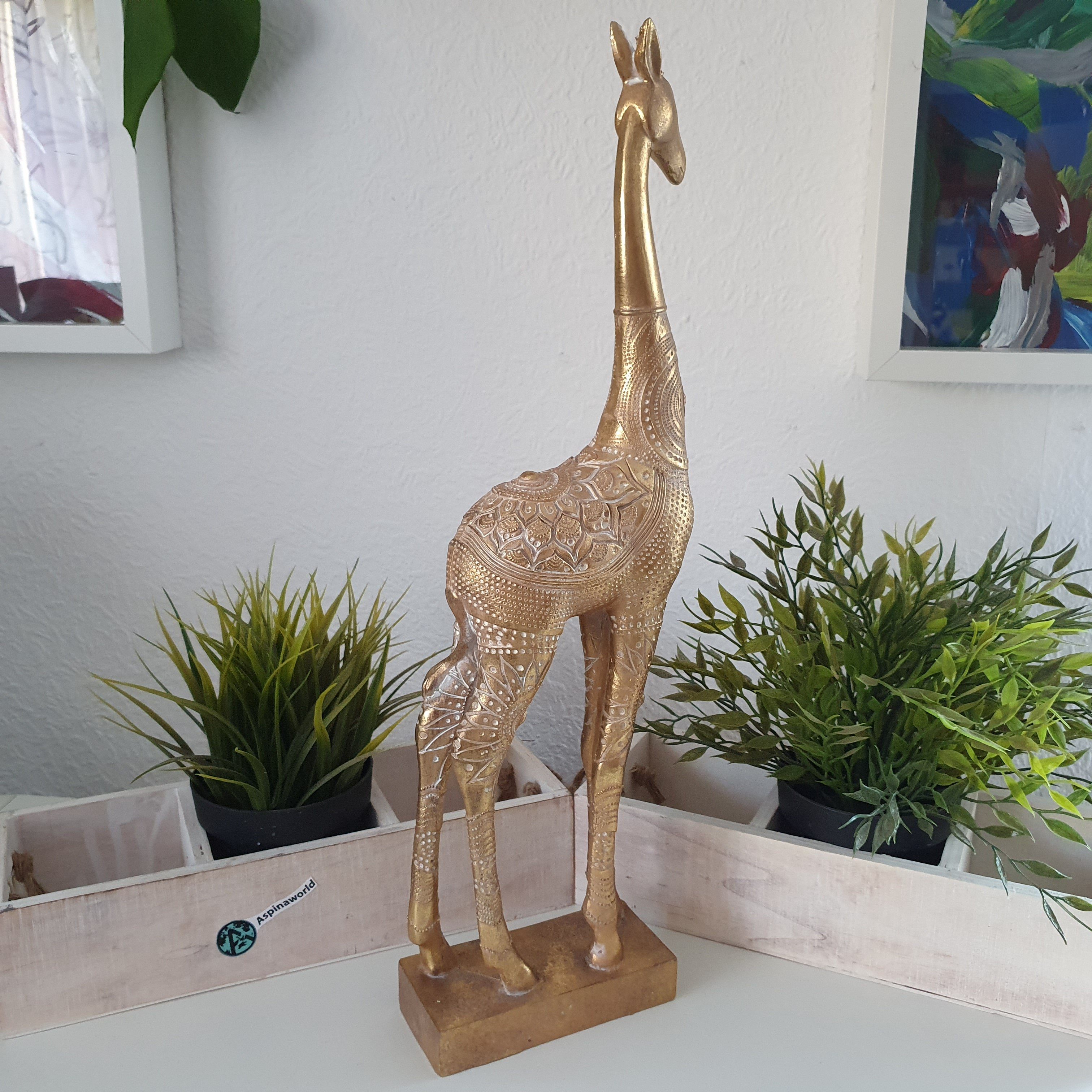 Aspinaworld Dekofigur Figur 47 Stehende Gold Giraffen in cm