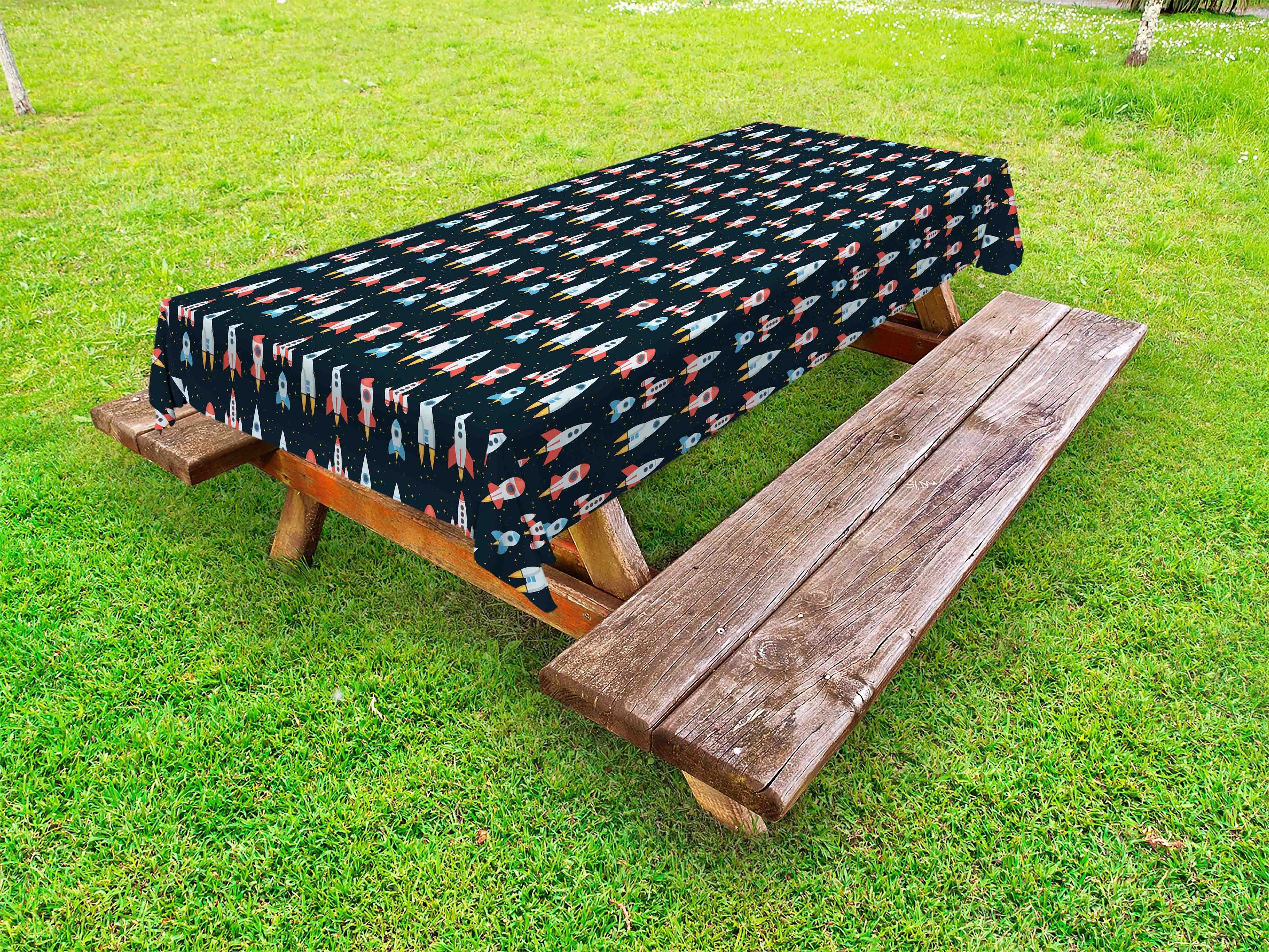 Abakuhaus Tischdecke dekorative waschbare Picknick-Tischdecke, Platz Sorten von Weltraumraketen