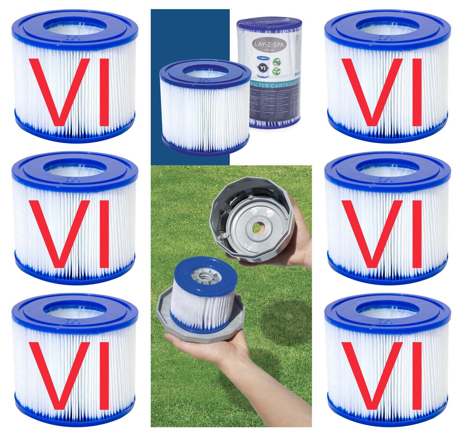 Bestway Pool-Filterkartusche Bestway 60311 - LAY-Z-SPA® Xtras Filter Gr. VI, Doppelpack (6 Filter)