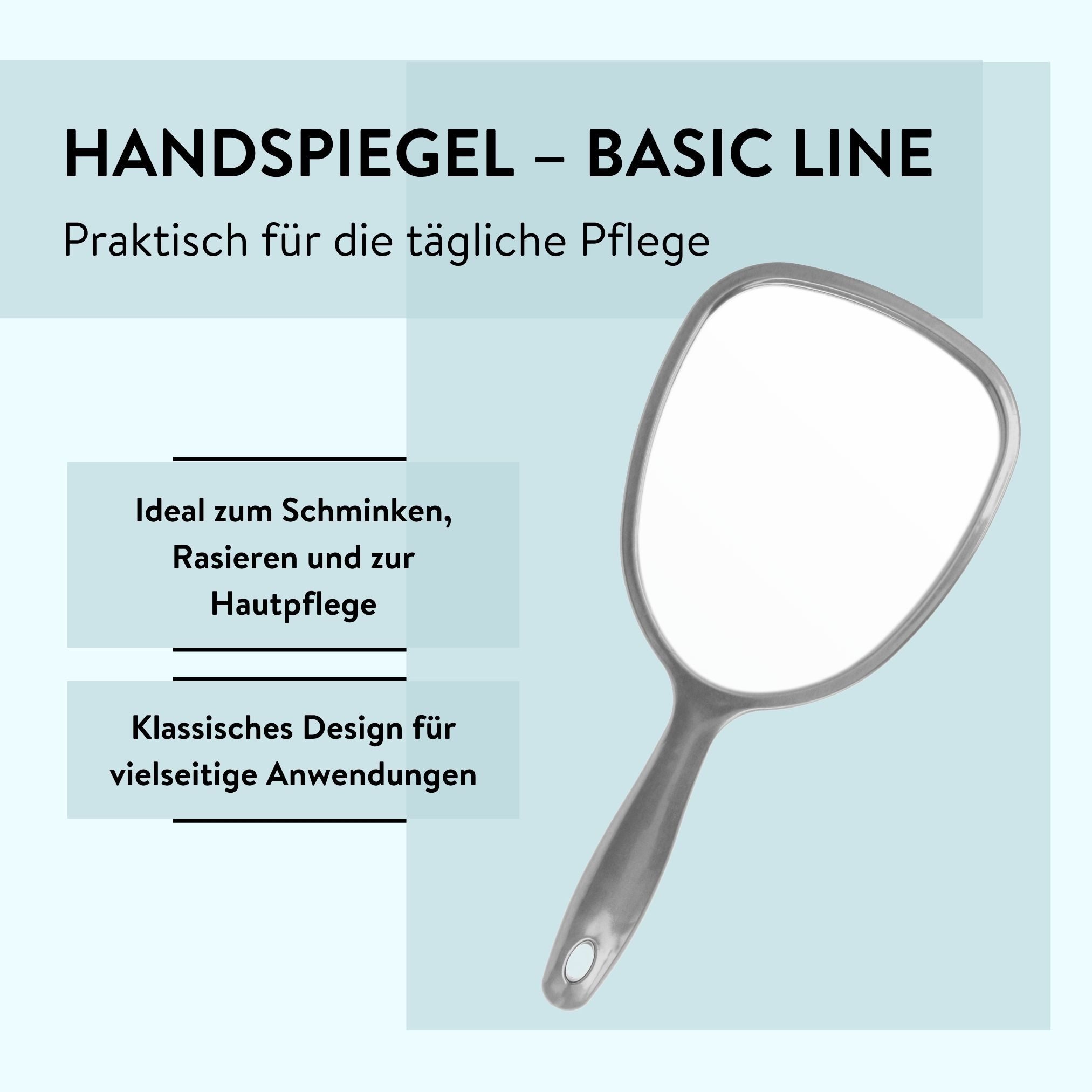 PARSA Beauty Spiegel Essential Handspiegel Anthrazit, Ergonomisch & Vielseitig