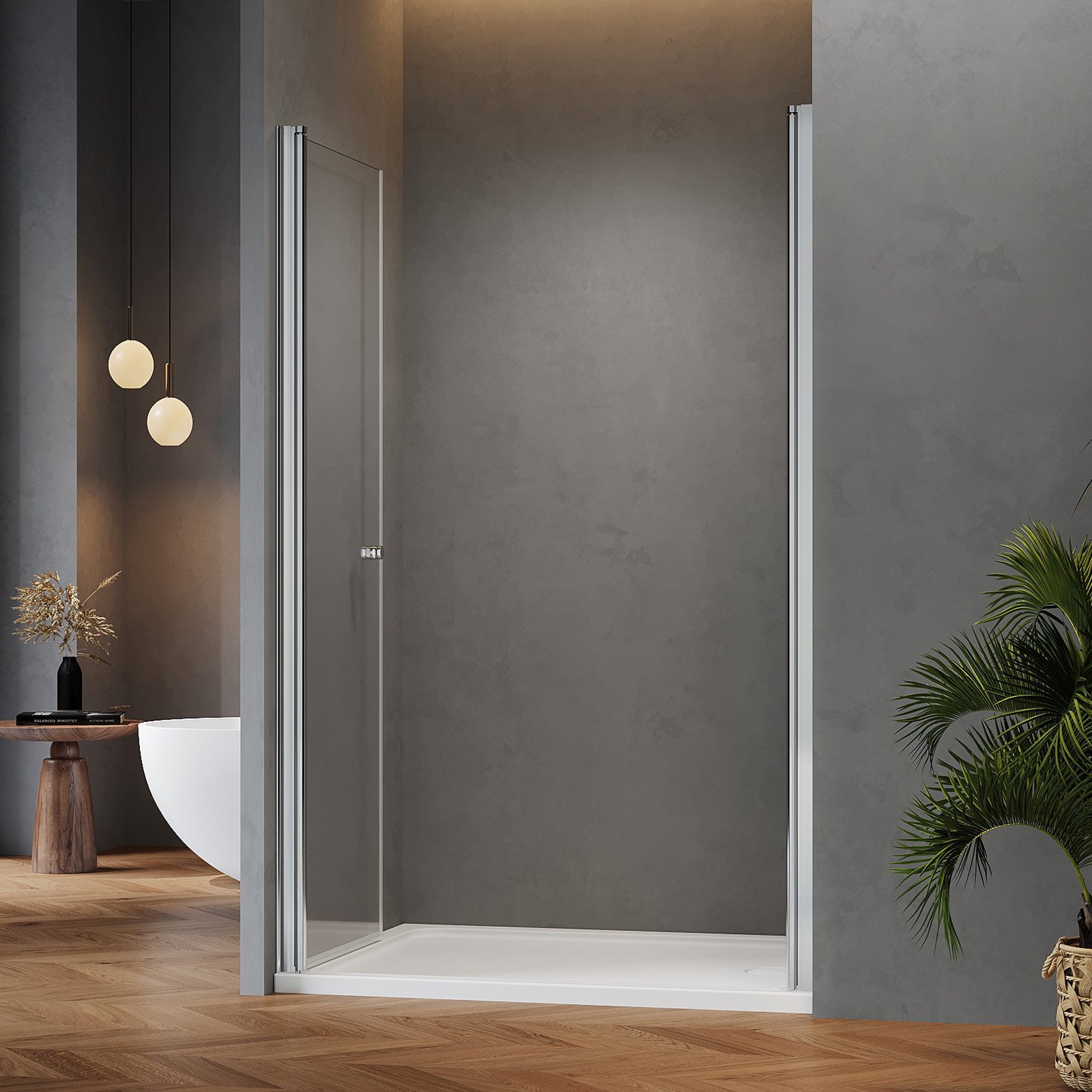 IMPTS Dusch-Drehtür Dusche Nische Duschtür Nischendusche, 70x185 cm, Sicherheitsglas, (Set, mit hochwertigen Aluminiumprofilen in Chrome)