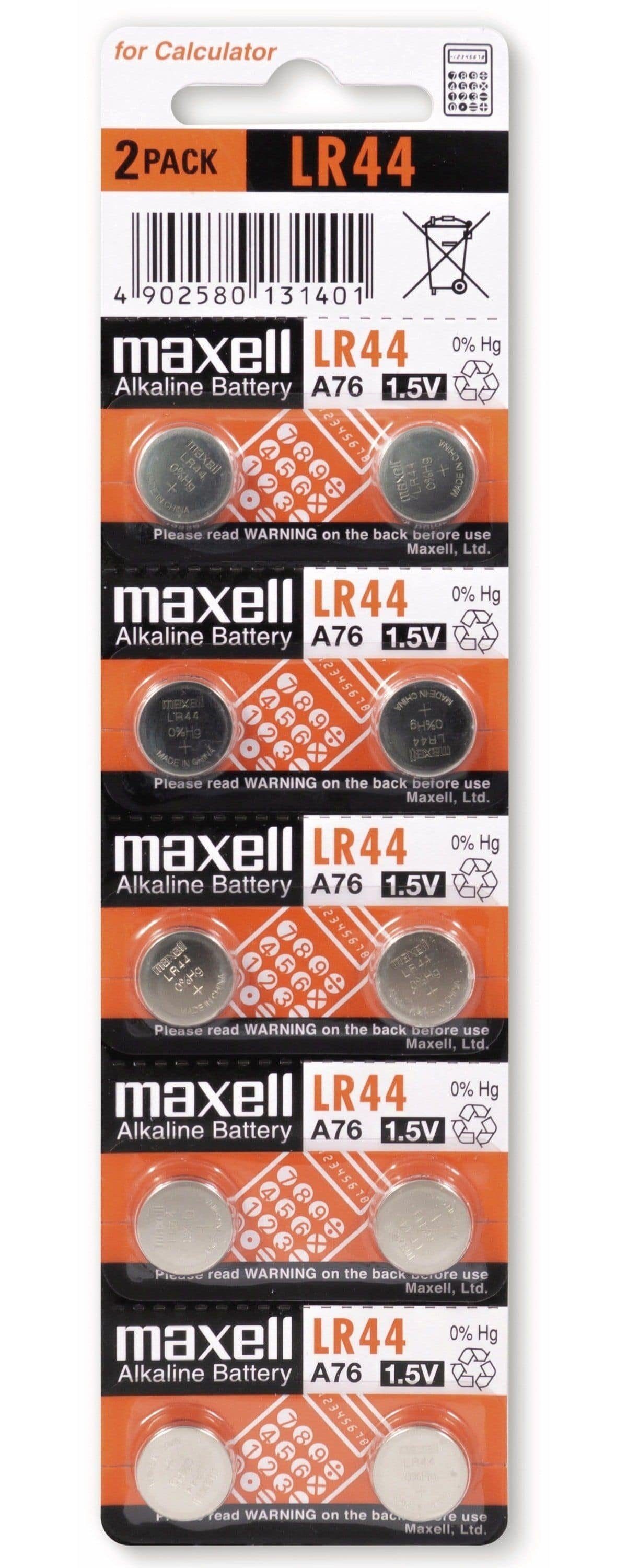 Maxell MAXELL Knopfzelle LR44/AG13, Stück Knopfzelle 10