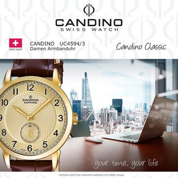 Candino Quarzuhr Candino Damenuhr Classic C4594/3, Damen Armbanduhr rund, Edelstahlarmband braun