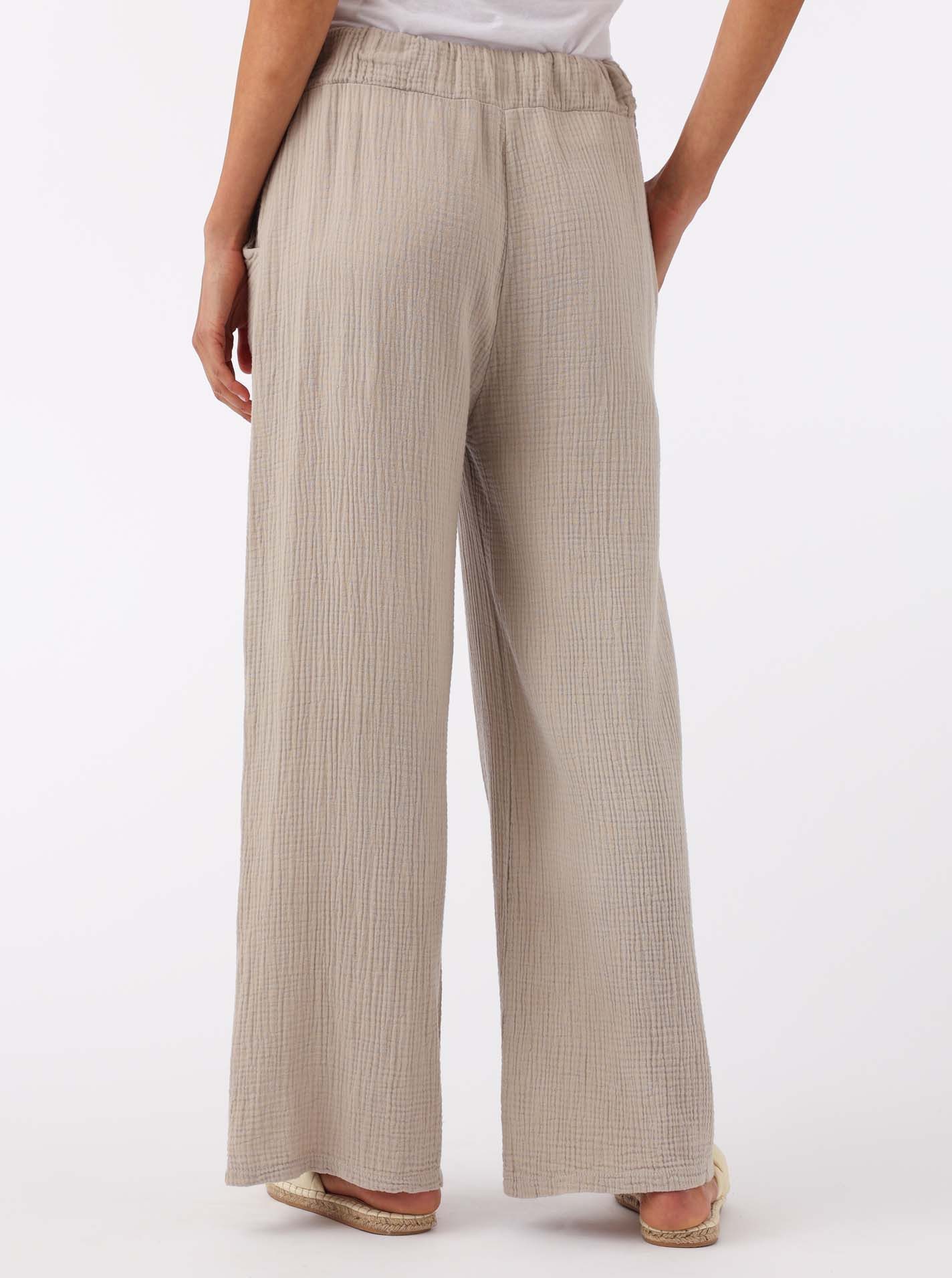 Zwillingsherz Stoffhose "Musselin" mit Zugband, Eingriffstaschen und weitem Bein