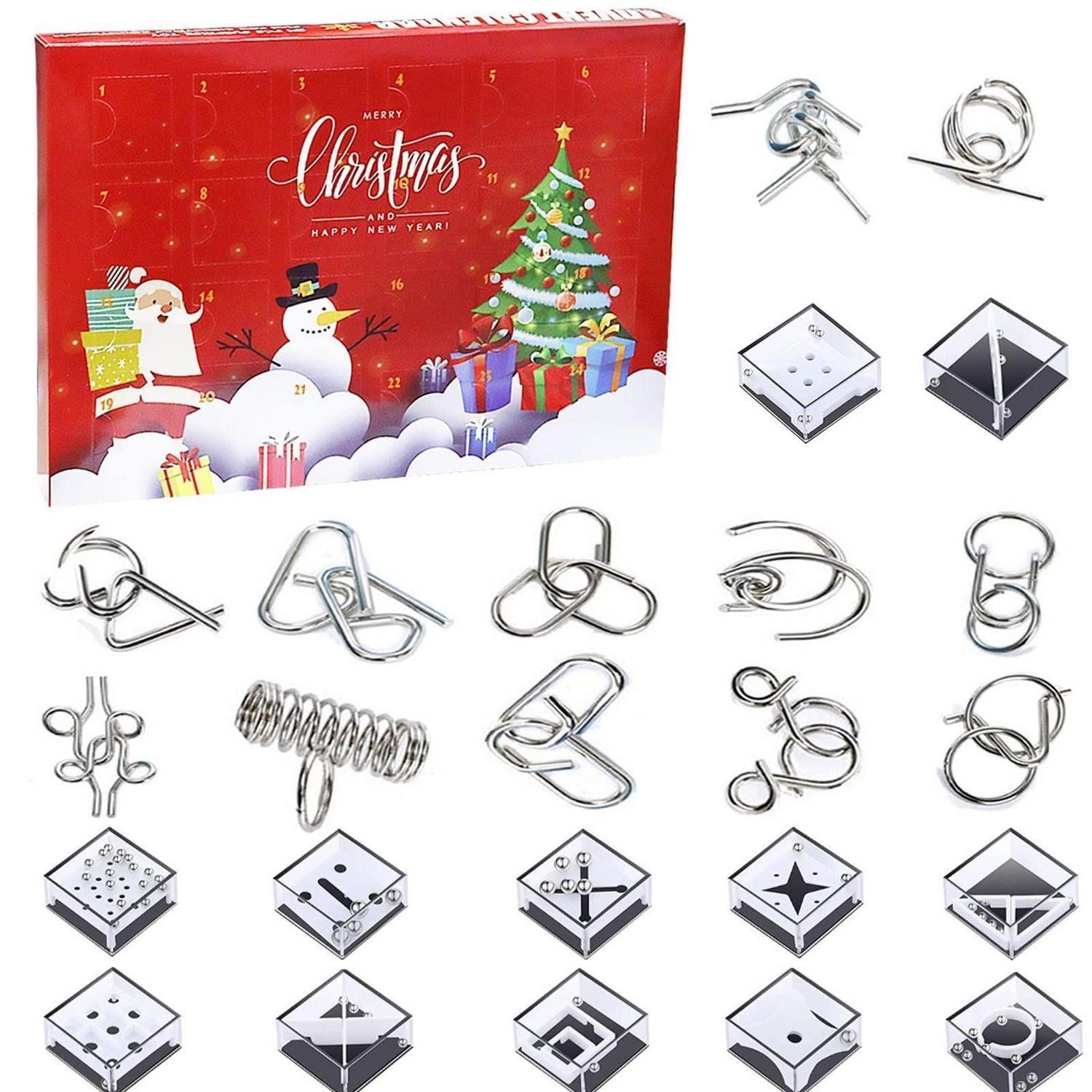 LuxusKollektion Spielzeug-Adventskalender Adventskalender 2026 24 Knobelspiele Metallpuzzle