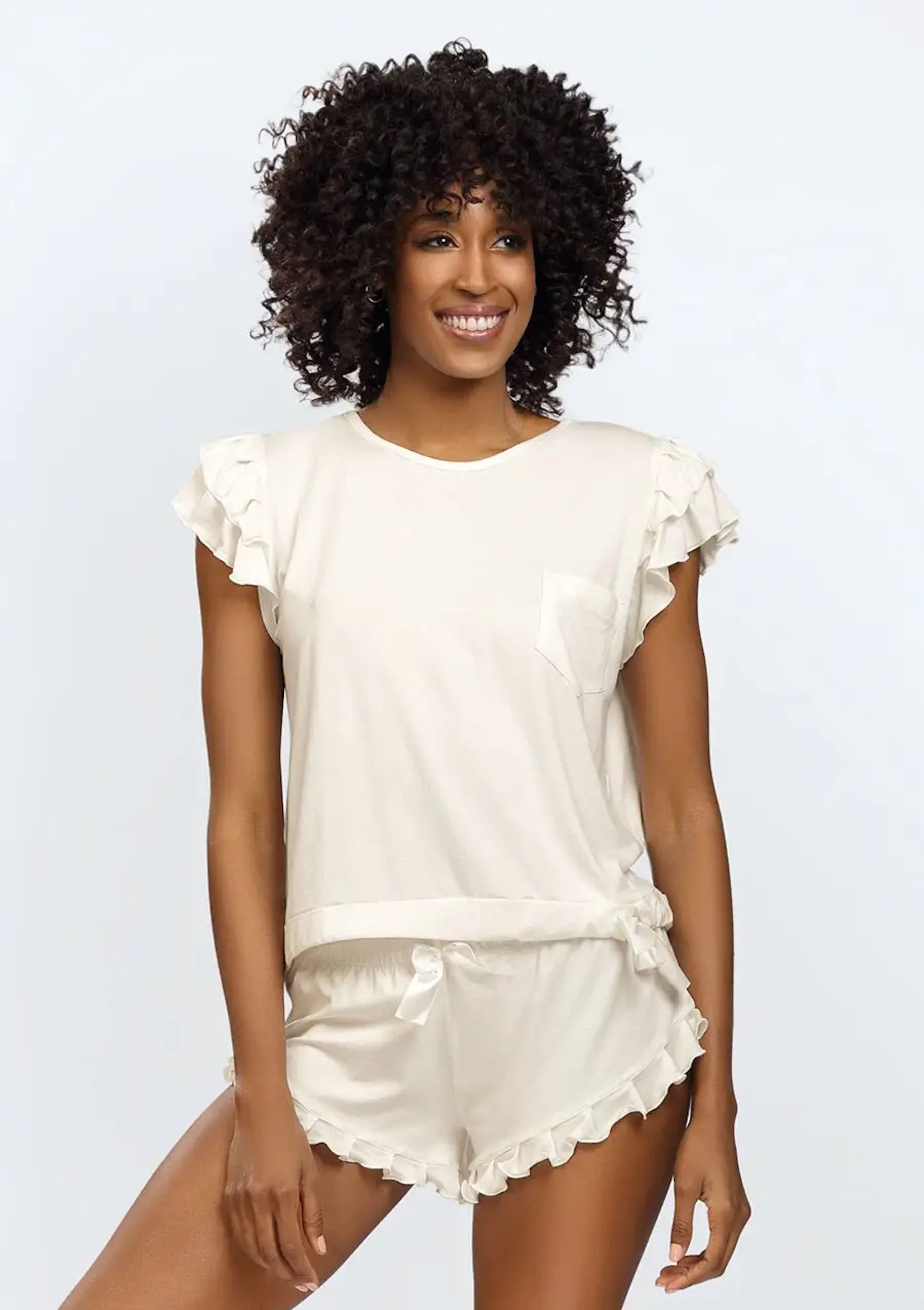 DKaren Schlafanzug Damen Kurzarm Pyjama Shorty günstig online kaufen