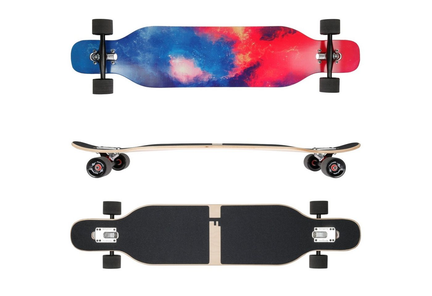 Thumbnail - FunTomia Longboard Longboard in 3 Flex Stufen Camber Ahornholz + T-Tool mit LED Rollen, Camber Twin Tip