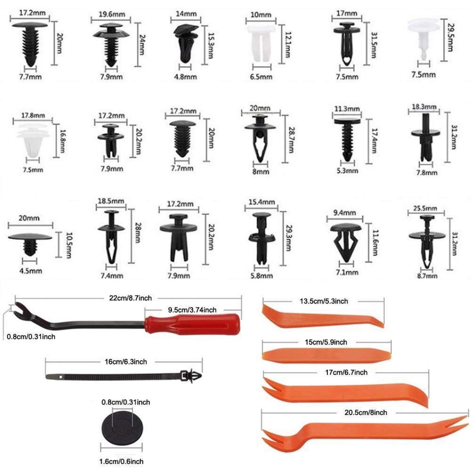 LuxusKollektion Leisten-Befestigungsclips Universal Auto Befestigung Clips Set 450 teilig Nylonclips mit