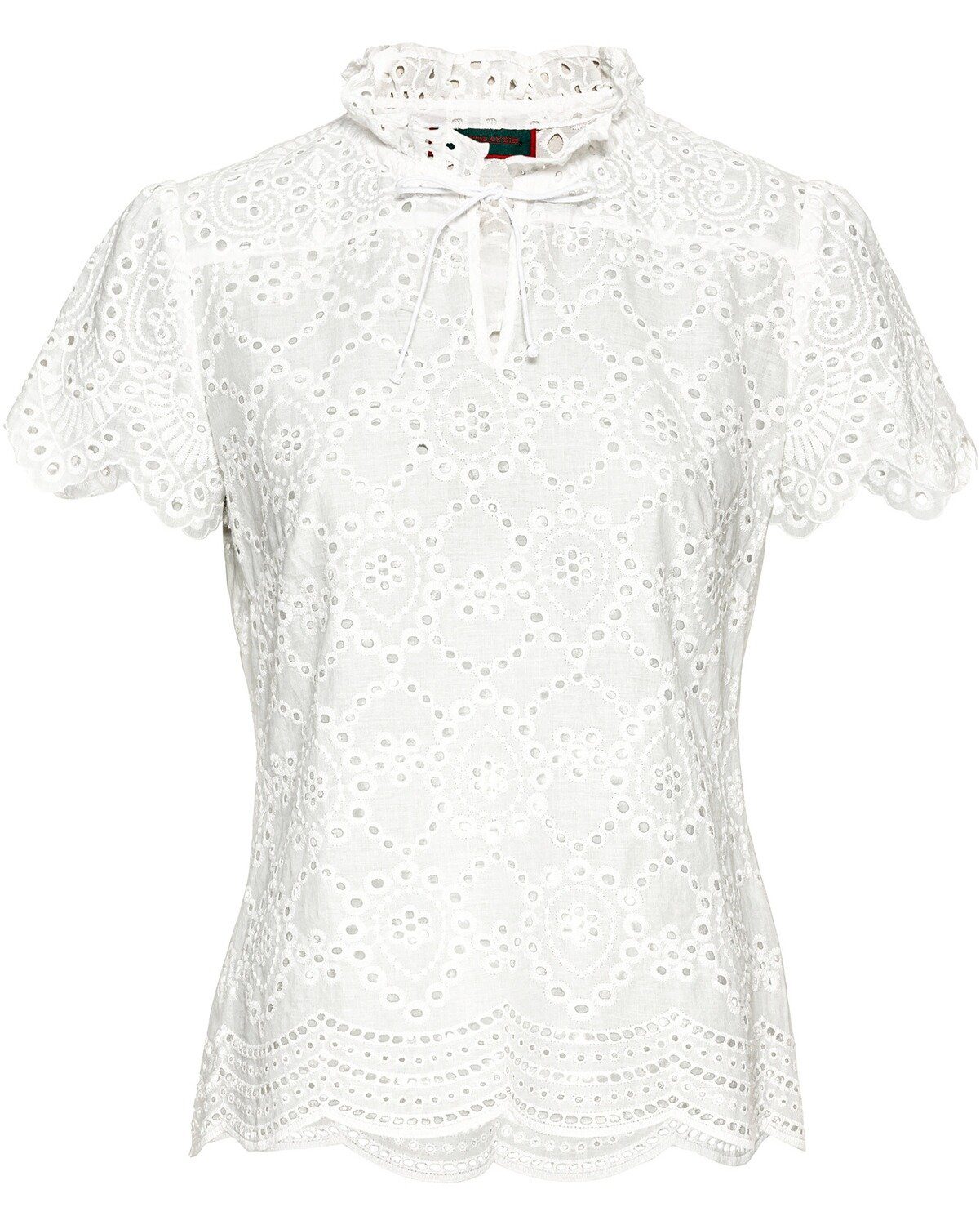 Trachtenbluse Bluse mit Lochstickerei