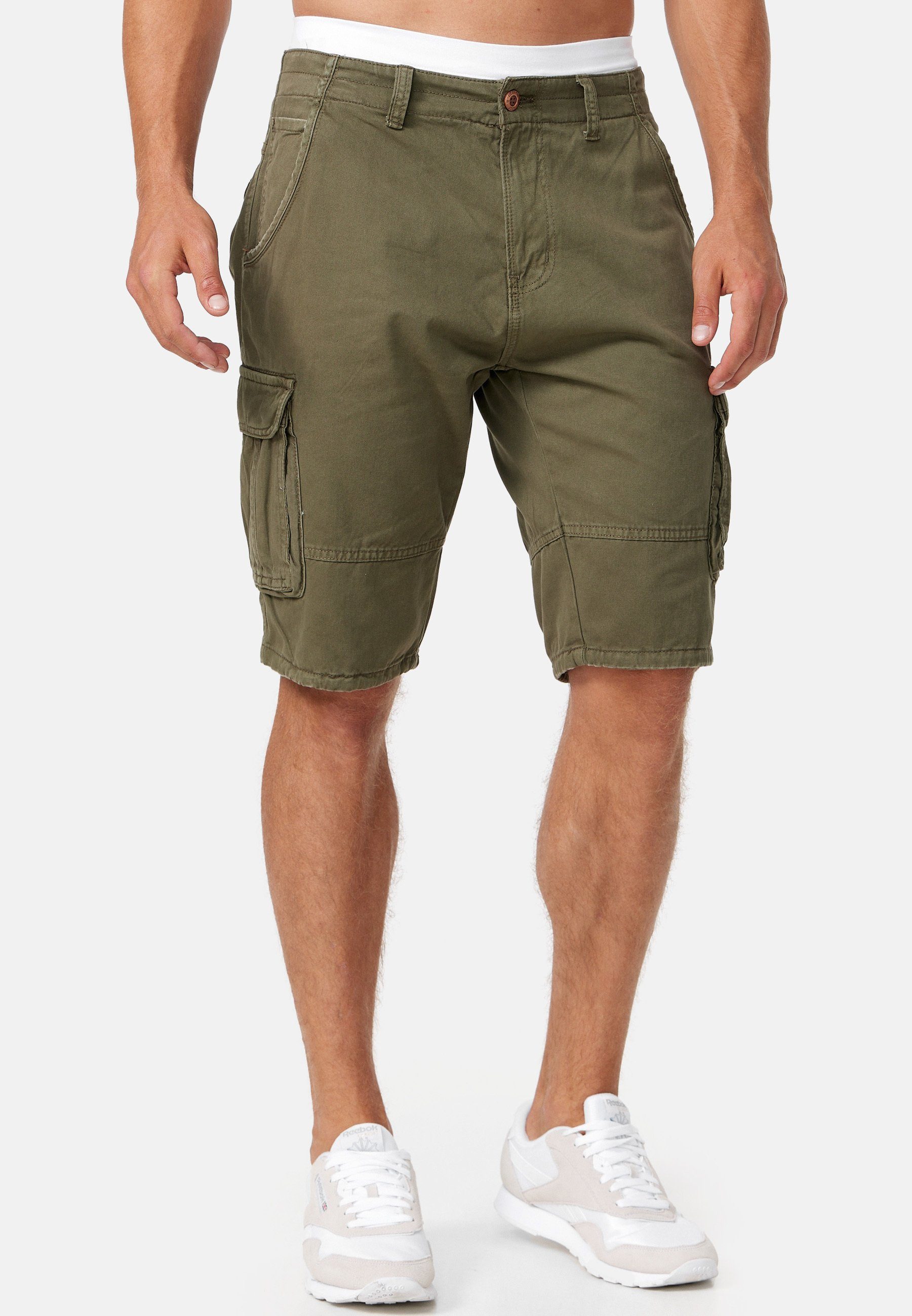 Indicode Cargoshorts Herren Monroe Cargo Cargo Shorts Herrenshorts mit 6 Taschen inkl. Gürtel