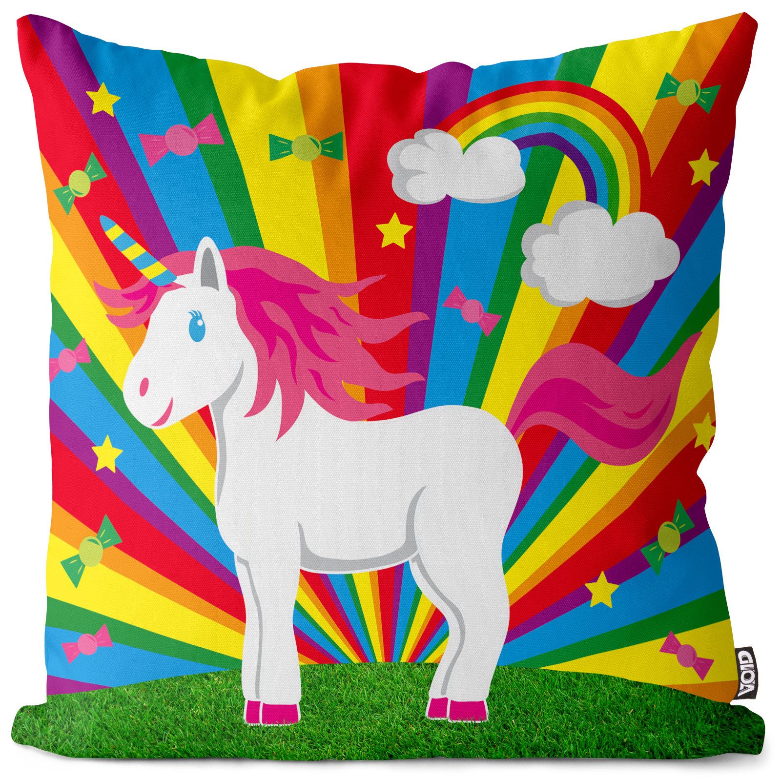 VOID Kissenbezug, Rainbow Star Unicorn Einhorn Outdoor Indoor regenbogen