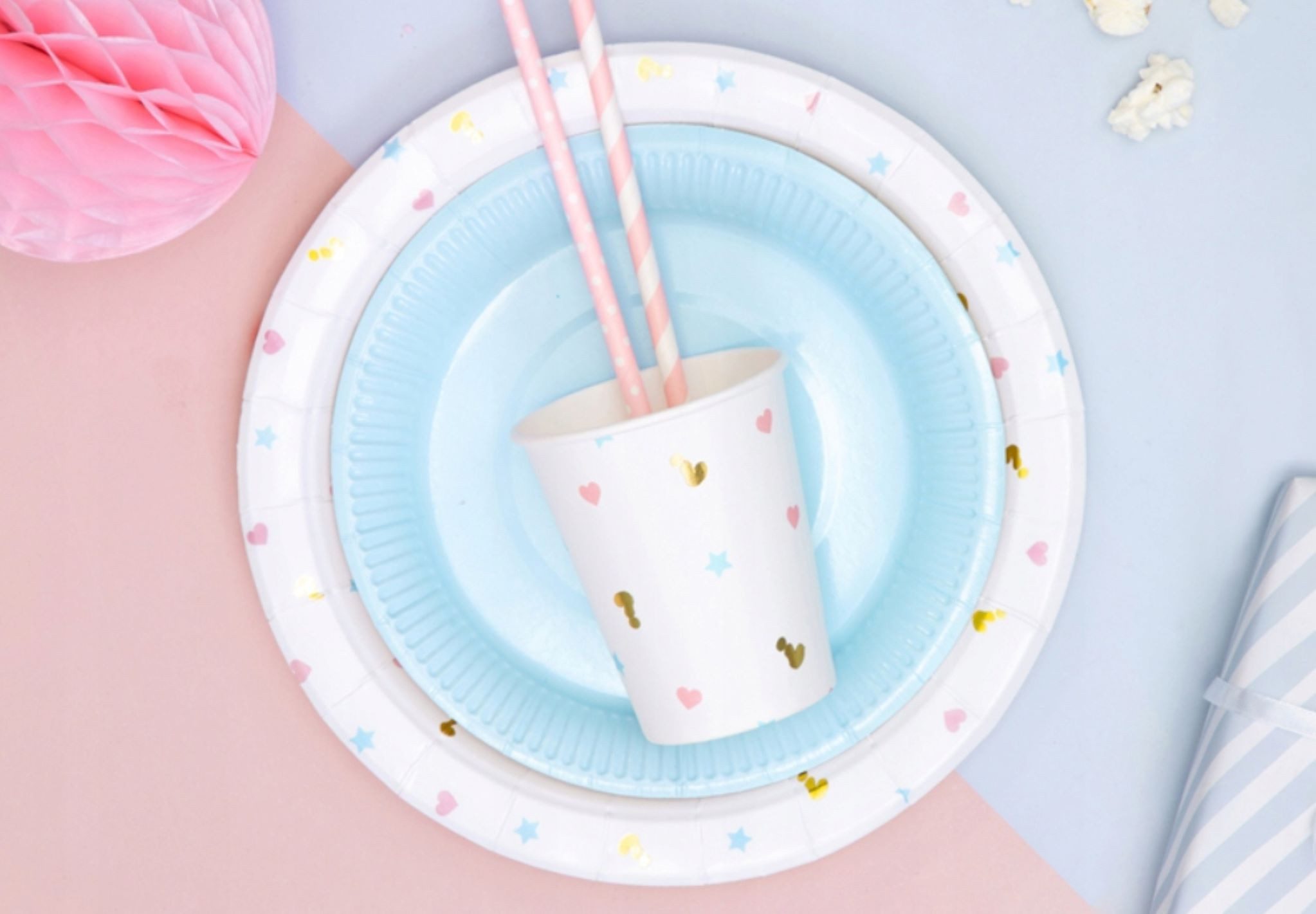 partydeco Becher Weiße Partybecher 200ml, 6er Set, ideal für Baby Shower!
