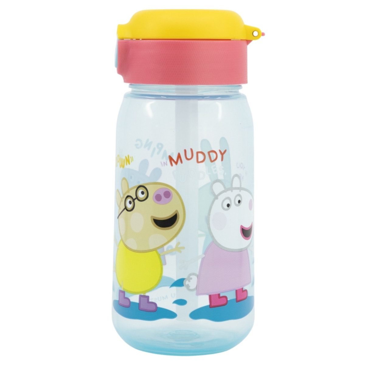 Trinkflasche Peppa Pig 510ml – Kinderflasche mit Trinkhalm & Druckverschluss