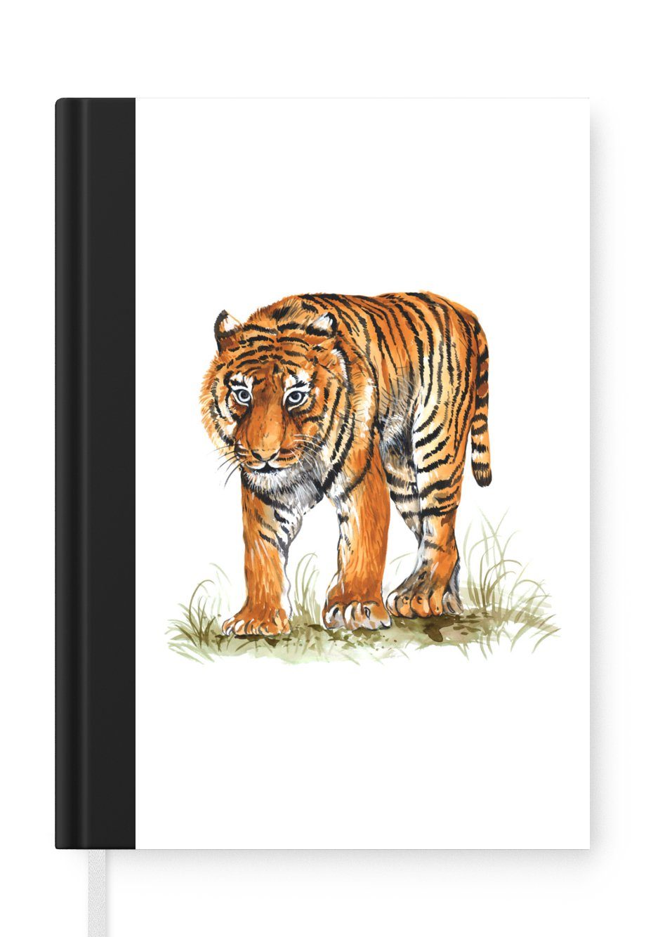 MuchoWow Notizbuch Tiger - Kopf - Gras, Journal, Merkzettel, Tagebuch, Notizheft, A5, 98 Seiten, Haushaltsbuch