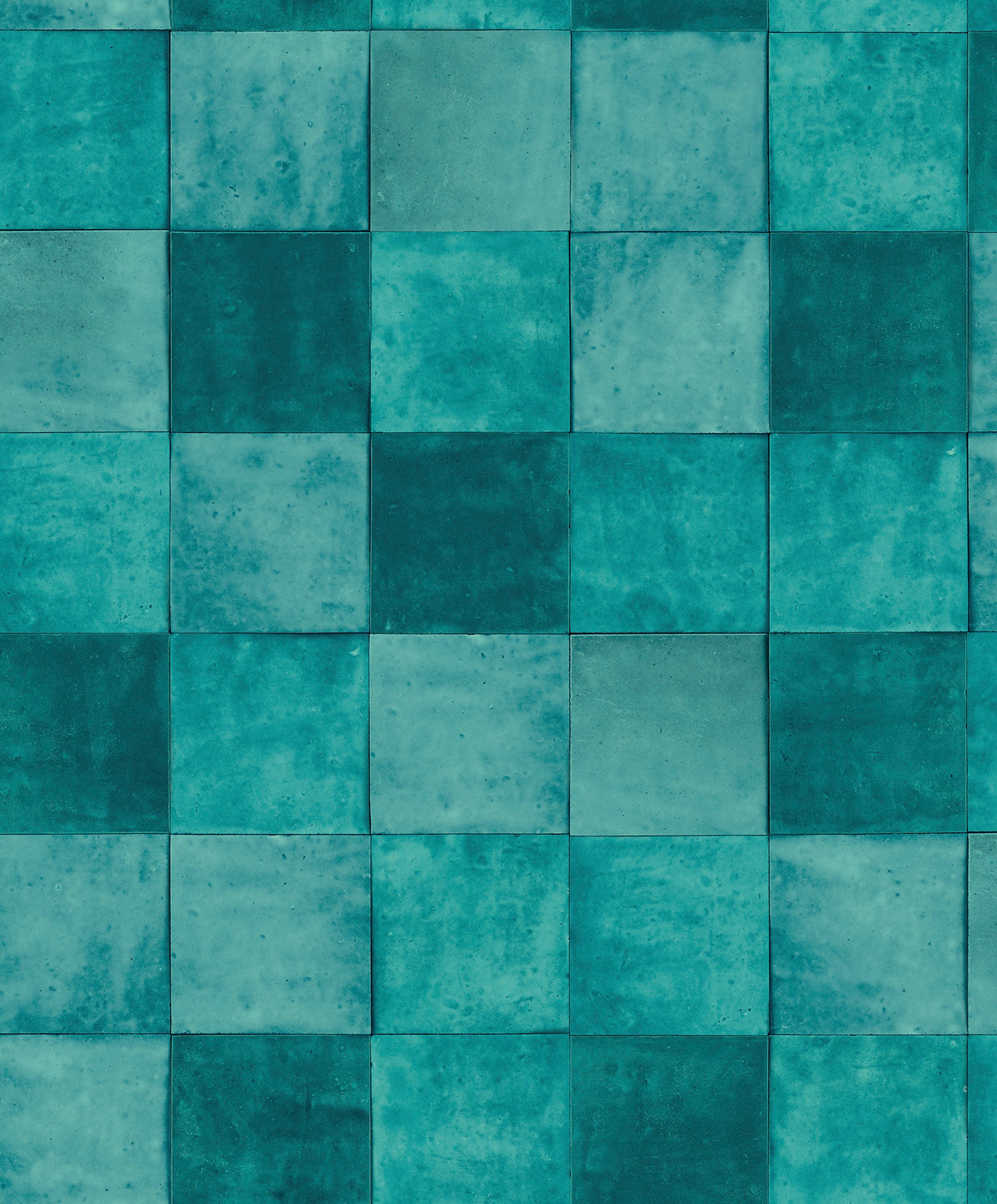 matt, Tile, glatt, Marburg moderne Vliestapete für Fototapete Schlafzimmer dunkles-Aquamarinblau Küche Wohnzimmer