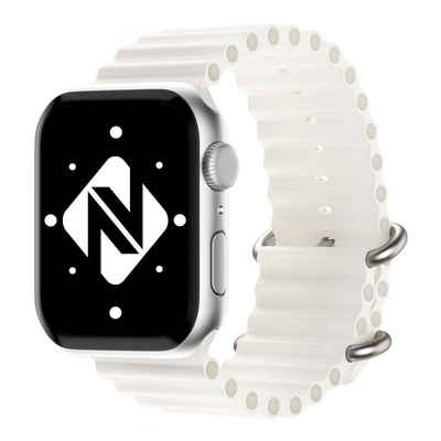 Nalia Smartwatch-Armband Apple Watch 42mm/44mm/45mm/49mm, Ocean Style Sportarmband / Silikon Ersatzband / Metall-Ring Verschluss