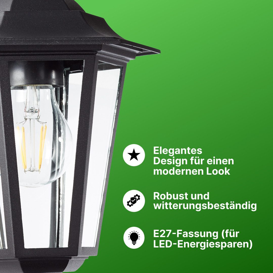 Brilliant Außen-Wandleuchte Carleen, Carleen Außenleuchte hängend – Schwarz, IP44, LED geeignet, klassisch