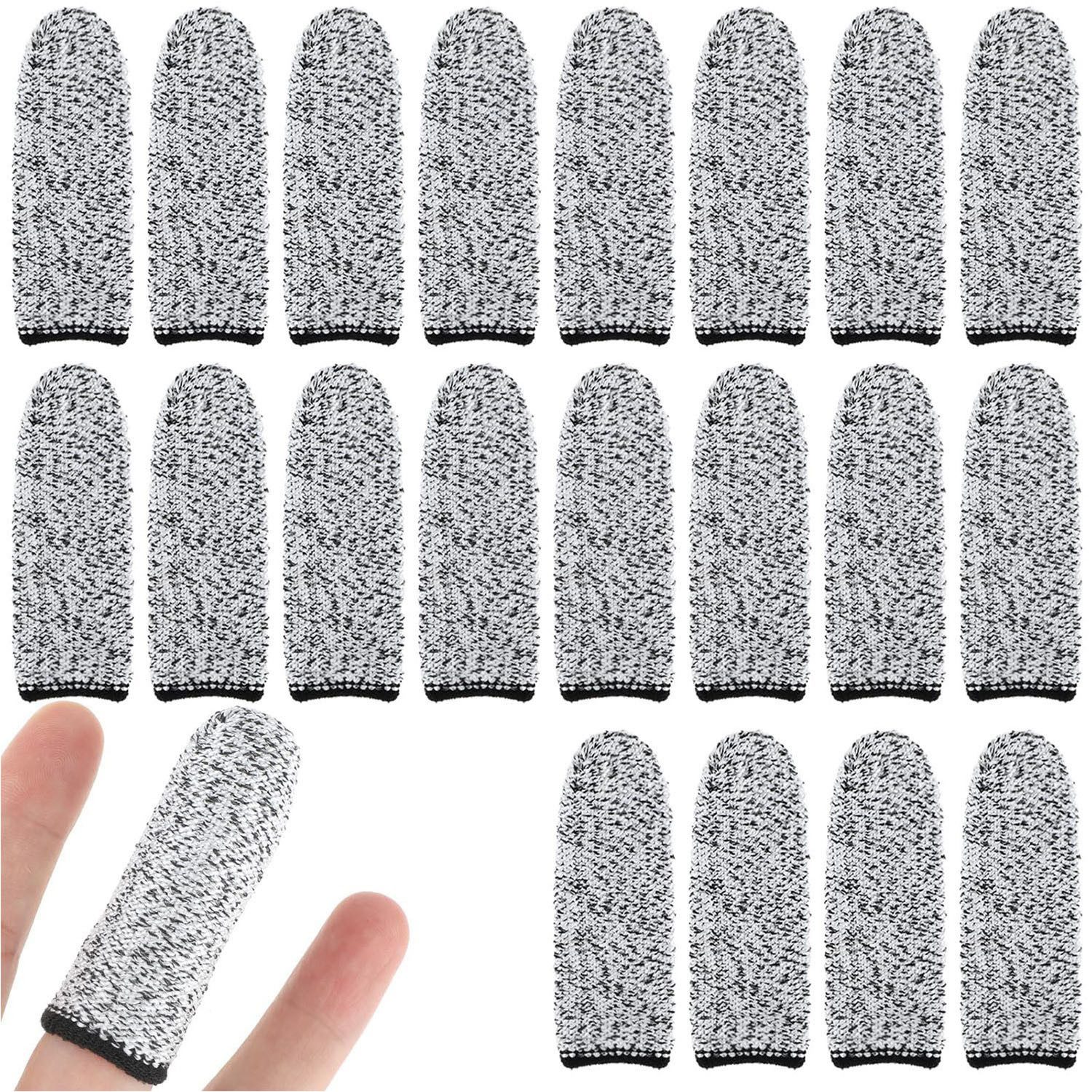 Refttenw Finger- und Zehenschutz HPPE 5 Level Schnittfeste Fingerlinge (20-tlg), für Küchenschnitt und Gartenpflücken