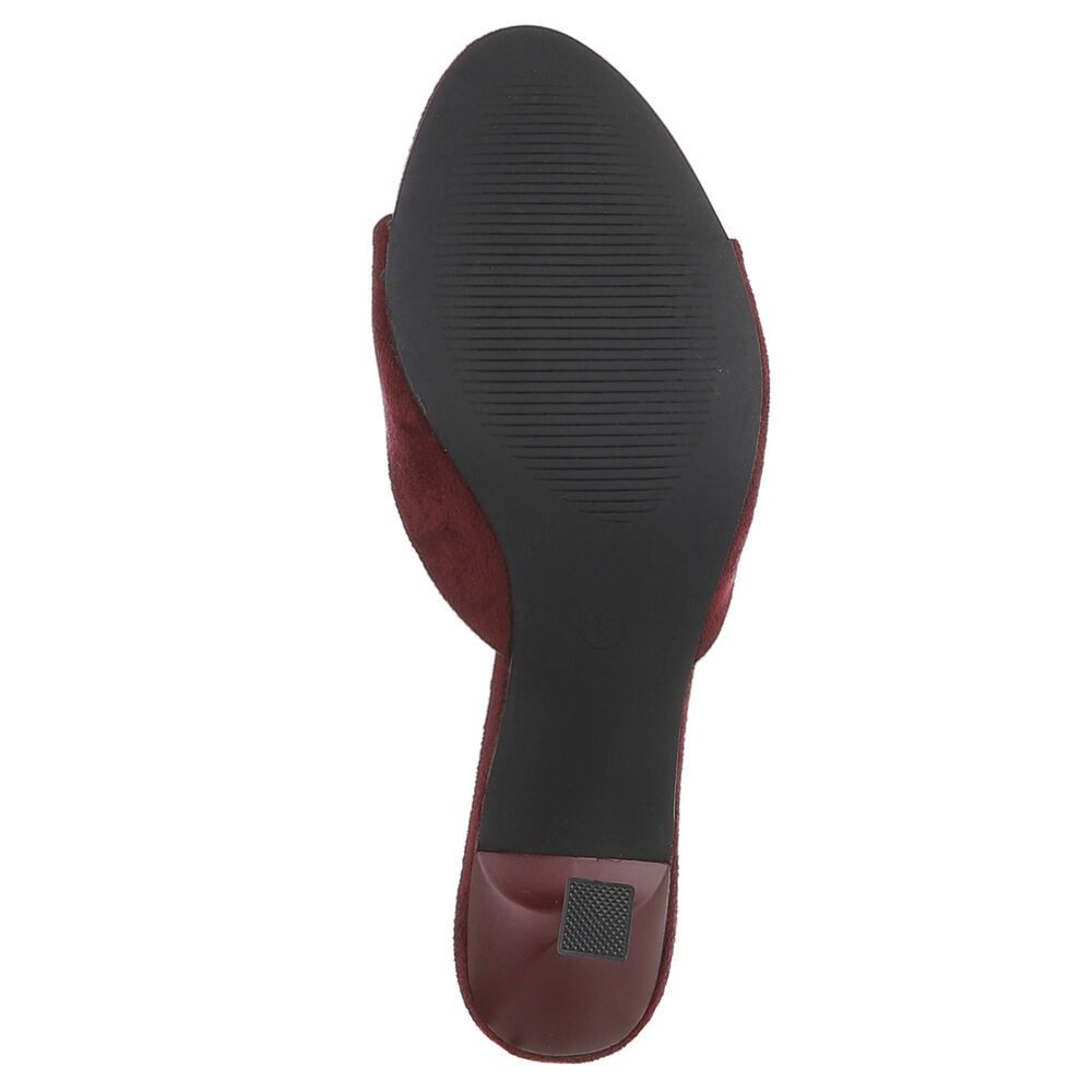 Ital-Design Damen Mules mit Blockabsatz und offener Spitze Pantolette (91742554) Pfennig-/Stilettoabsatz Sandalen & Sandaletten in Bordeaux