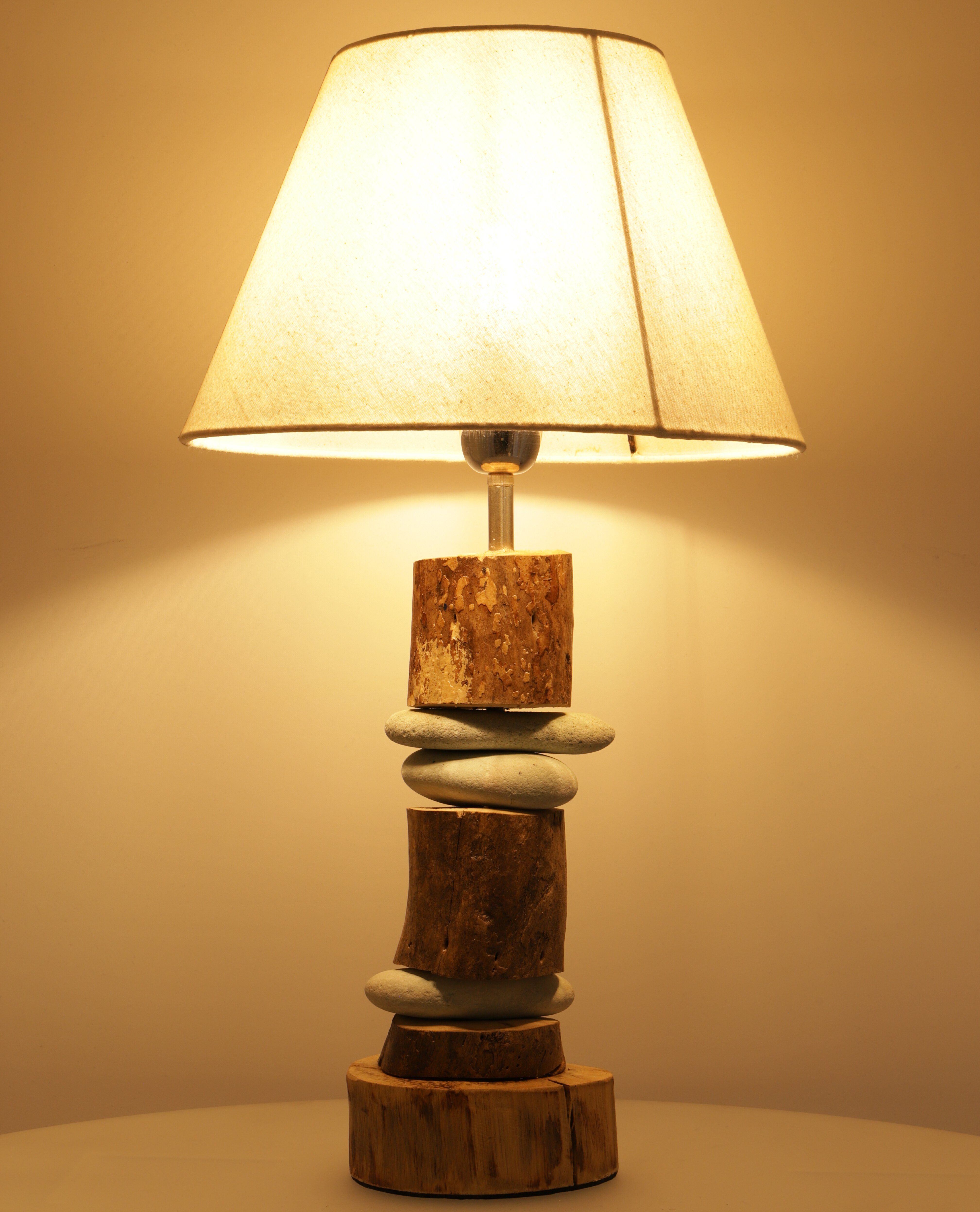 Flußstein,.., Leuchtmittel Hermosa Tischlampe, inklusive nicht Tischleuchte Treibholz, Guru-Shop Tischleuchte Modell