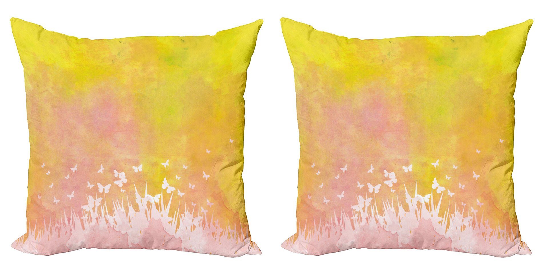 Modern Frühling Abakuhaus Accent (2 Stück), Kissenbezüge Doppelseitiger Blumen-Schmetterlings-Colored Digitaldruck,