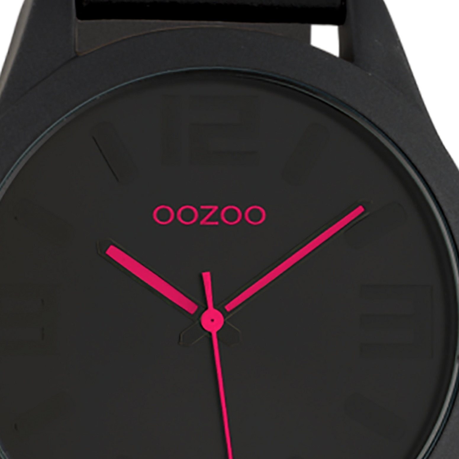 Armbanduhr schwarz, groß rund, Quarzuhr 45mm) Oozoo Damen Damenuhr Lederarmband, Fashion-Style (ca. OOZOO