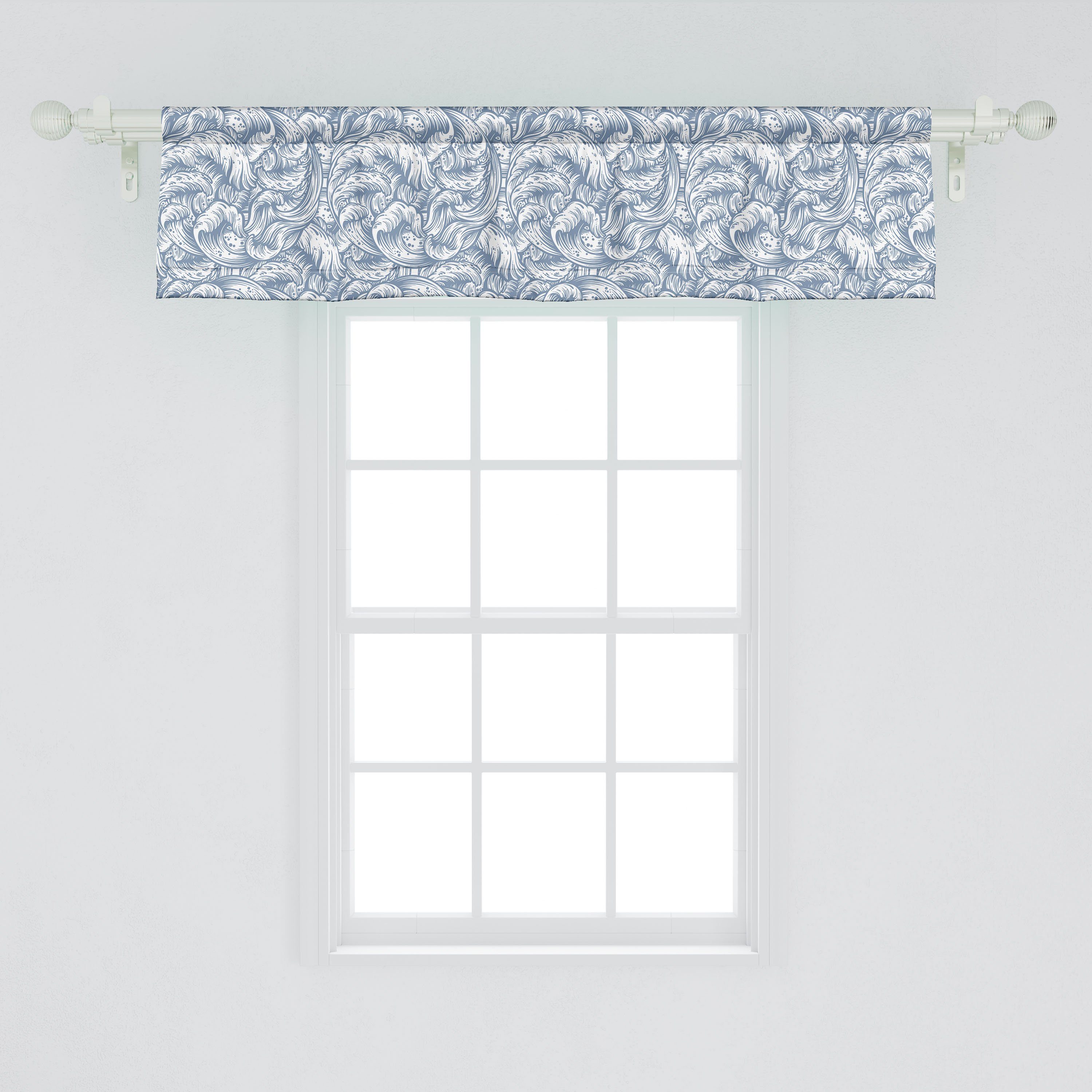 Scheibengardine Vorhang Volant für Dekor Schlafzimmer mit Abakuhaus, Sea Motive Storm Küche Japanische Microfaser, Stangentasche, Wellen