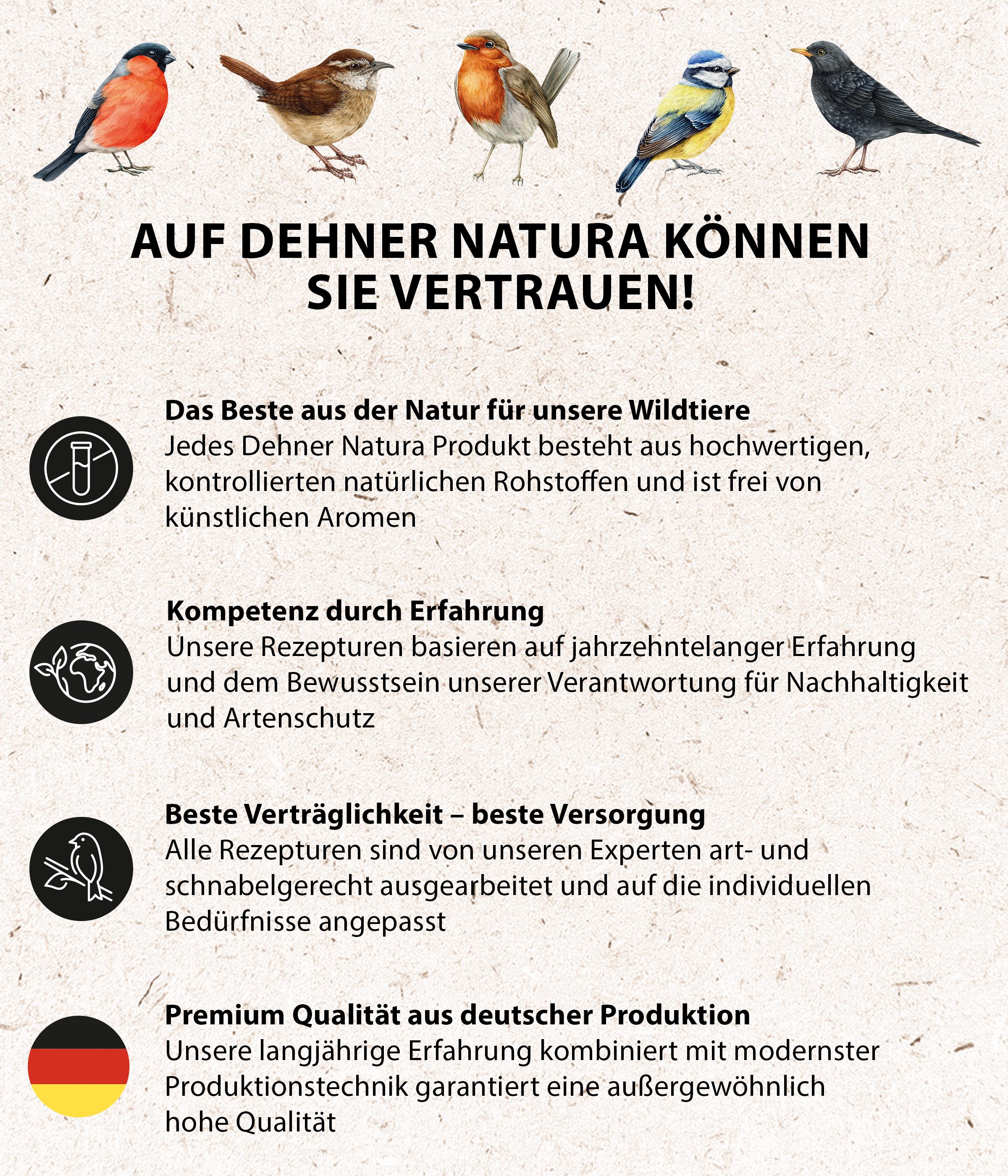 Dehner Natura Premium Nestlingsfutter für elternlose Wildvögel, 100 g, Hauptfutter für: Wildvogel, Gartenvögel, hochwertiges Ganzjahresfutter zur Aufzucht, proteinreich