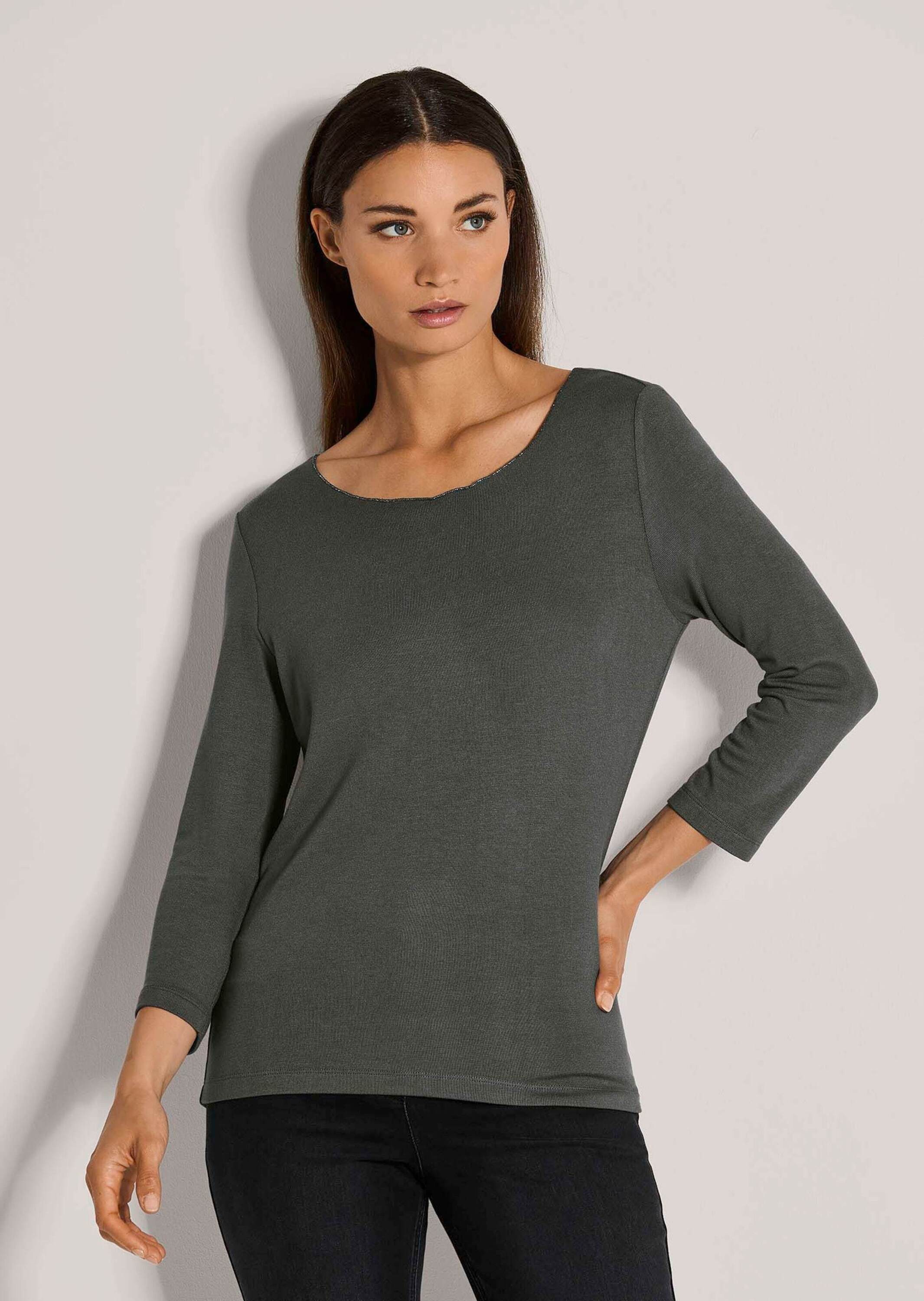 MADELEINE 3/4-Arm-Shirt Elegantes Glanzshirt mit Viskose-Stretch Rundhals, günstig online kaufen