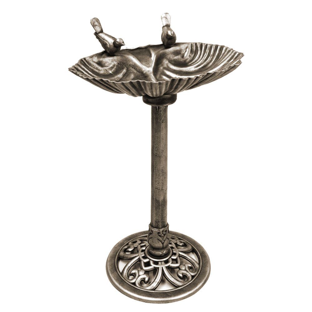 Harms Import Vogeltränke, Vogeltränke stehend bronze Vogel Tränkebecken Garten Vogelbad