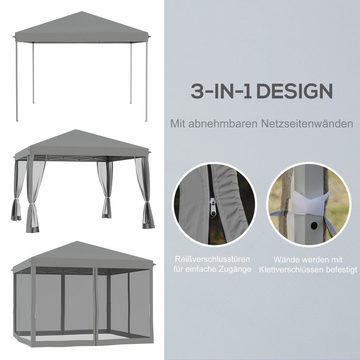 Outsunny Faltpavillon Pop-Up-Zelt mit Seitenwänden, mit 4 Seitenteilen, (Faltzelt mit Seitenwänden, Pavillon), LxBxH: 295x295x260 cm