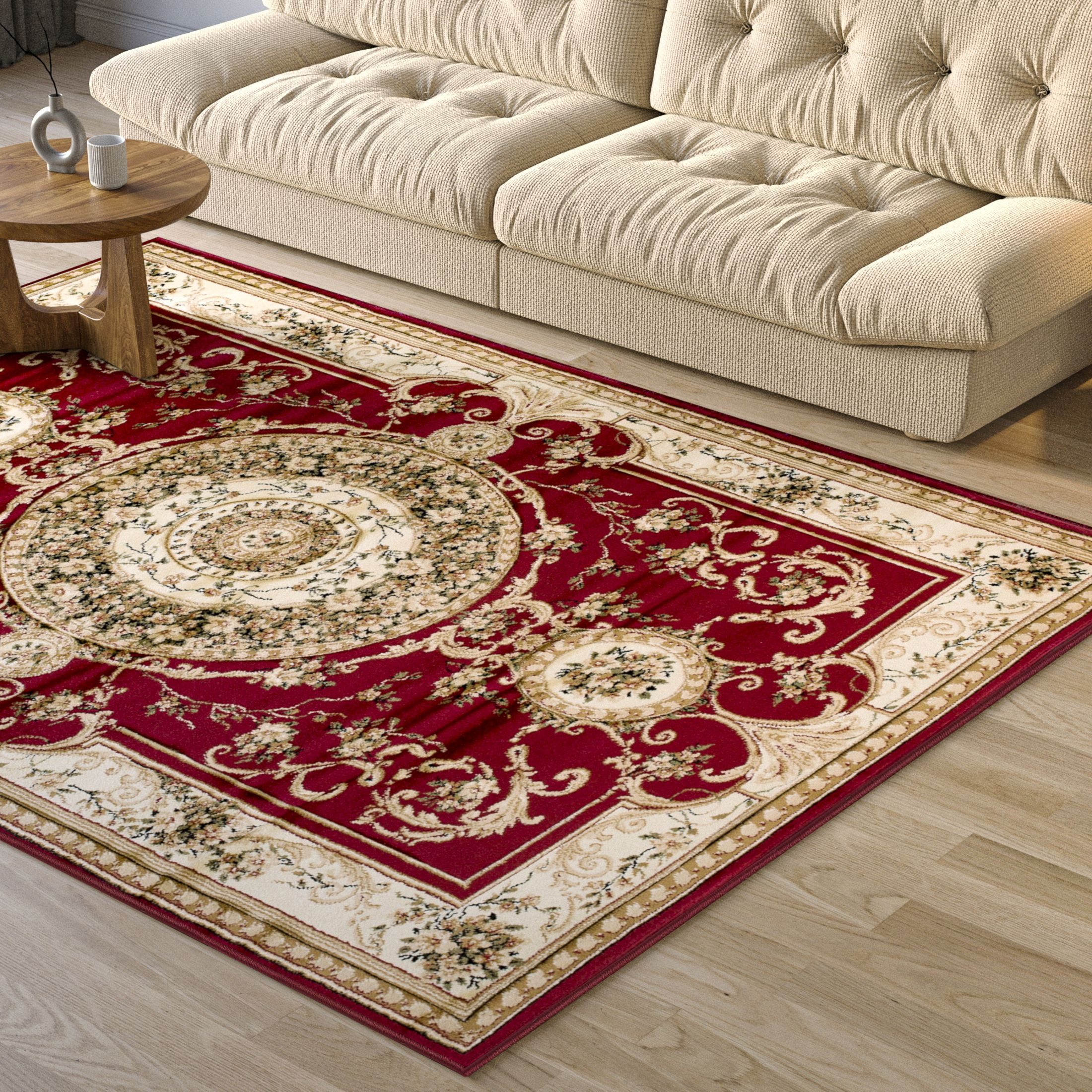 Mazovia Orientteppich Klassisch Bordüre Rot Flur, Diele, Küche, Büro, Fußbodenheizung – Bild 3 von 5