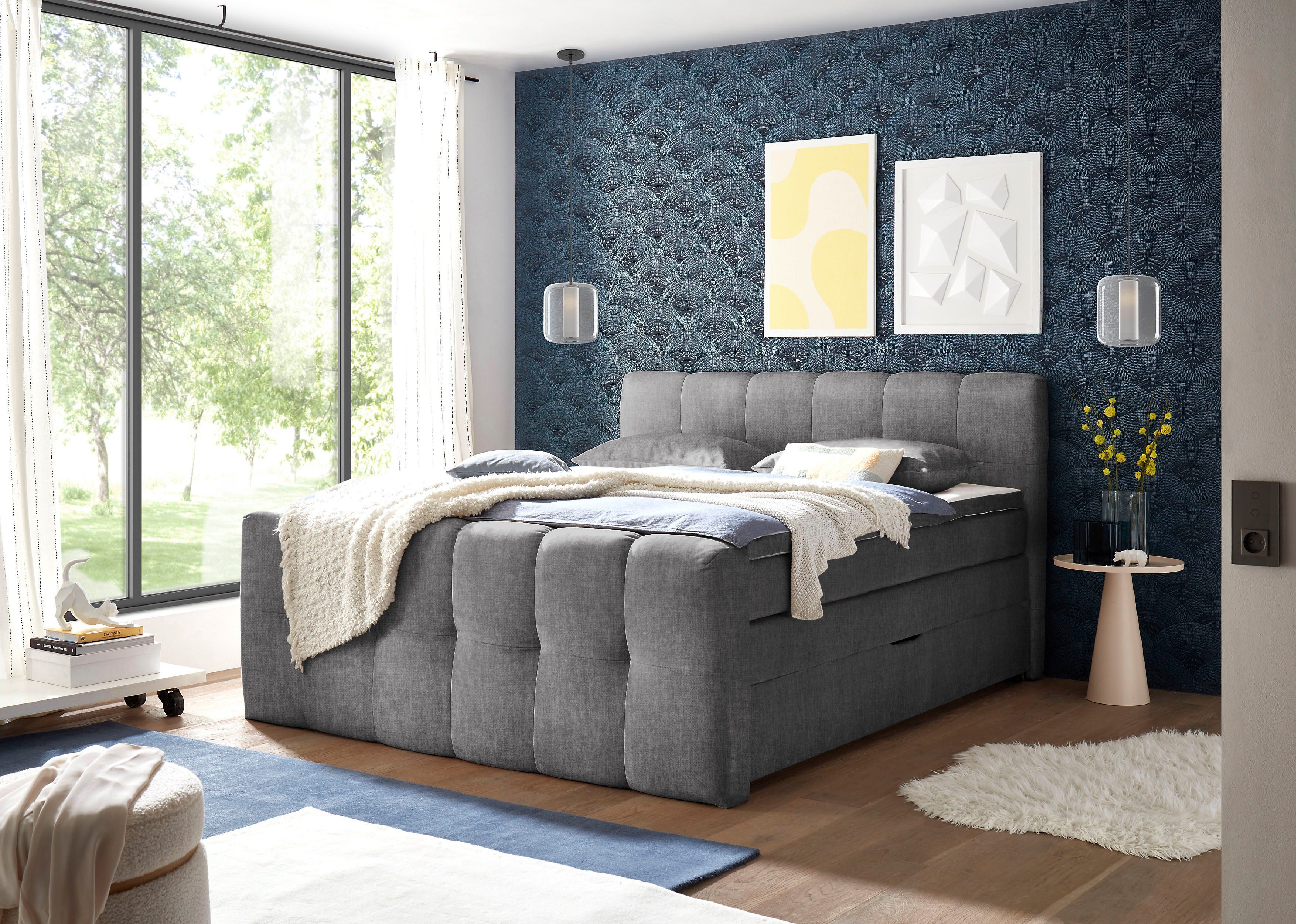 ED EXCITING DESIGN Boxspringbett Tolfa mit Komforteinstiegshöhe von 73cm, e günstig online kaufen
