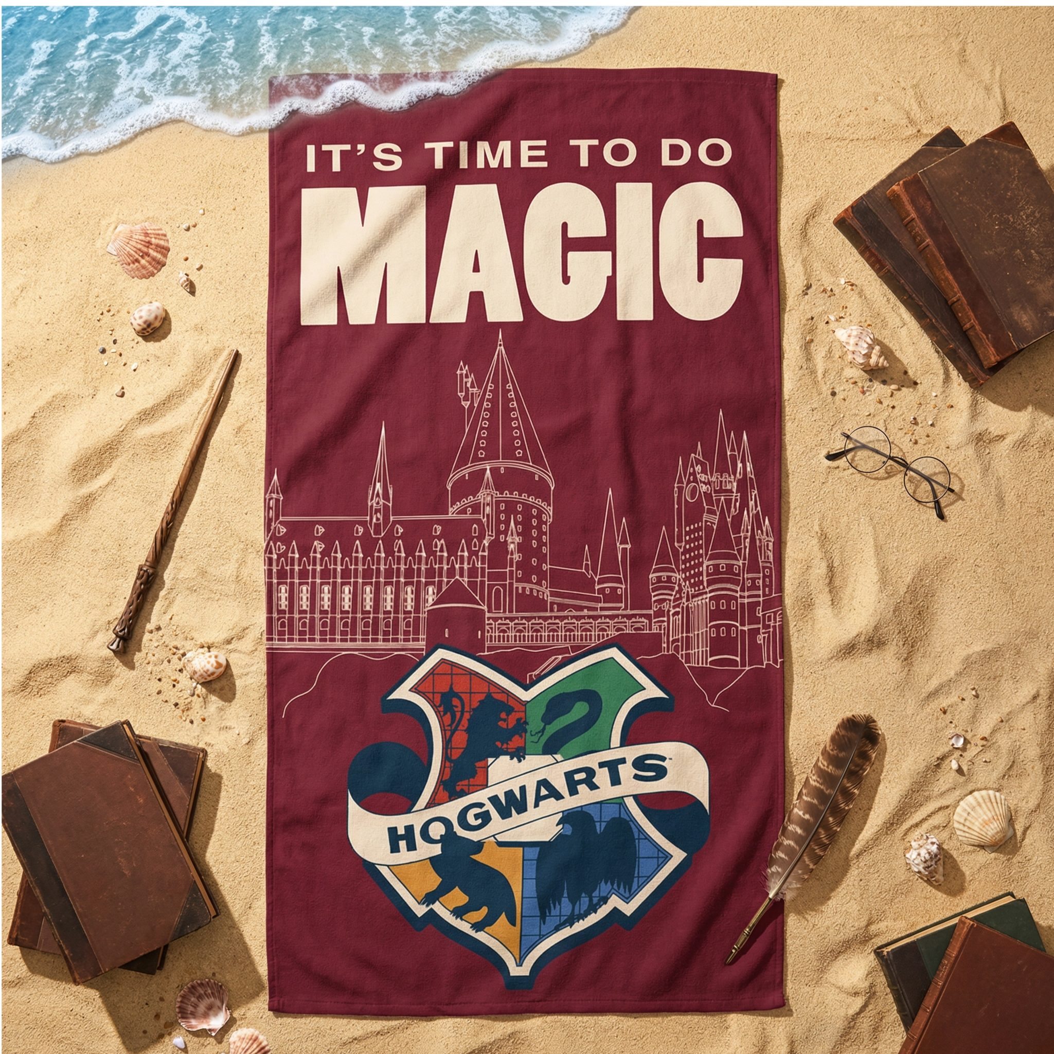 Harry Potter Strandtuch Harry Potter Hogwarts Badetuch Strandtuch, Baumwolle, 70x140 cm, 100% Baumwolle